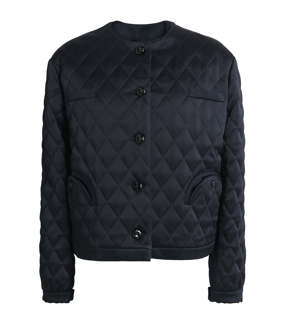 Quilted Gliss Cropped Jacket 0017 DARK NAVY Image 1