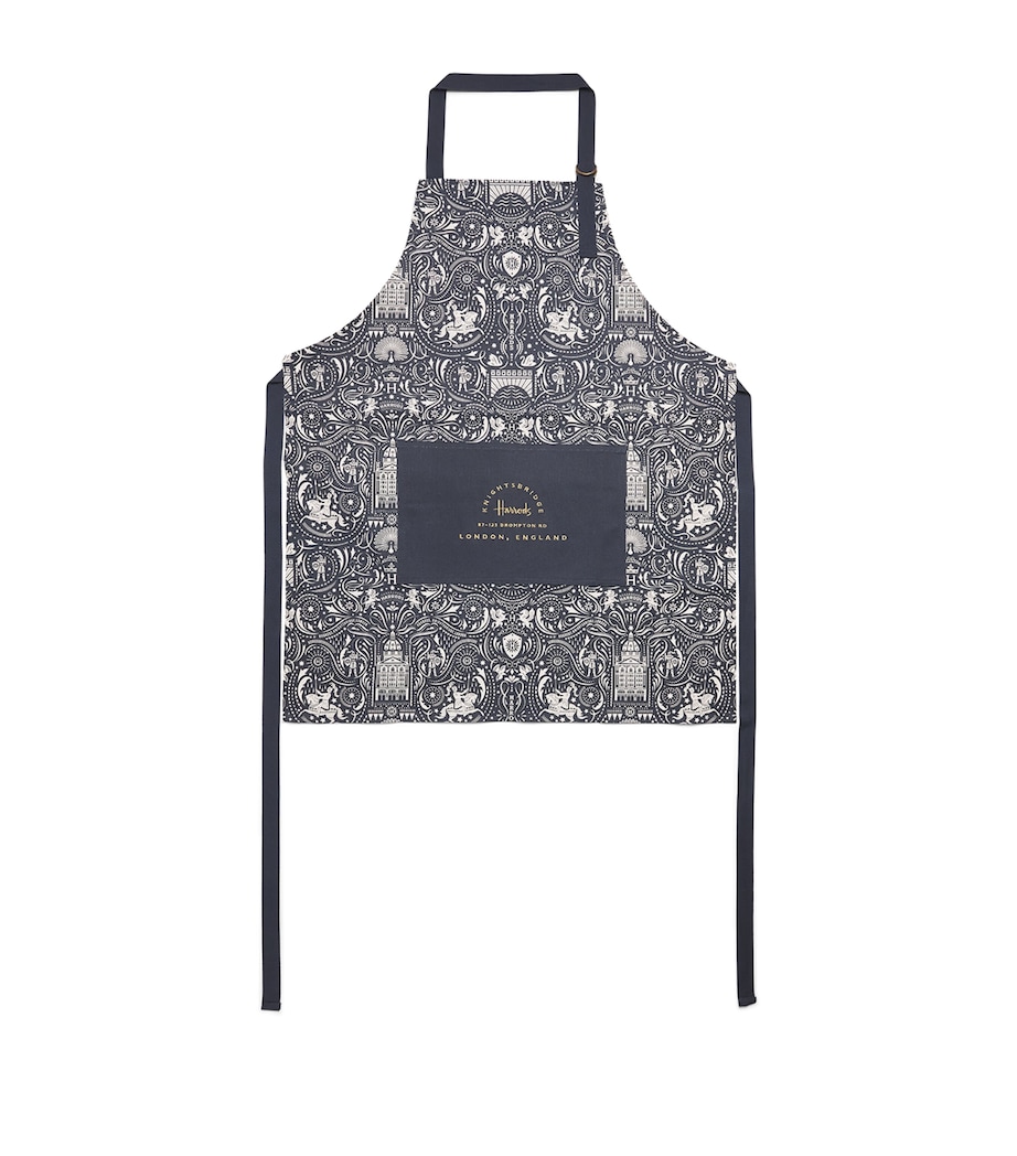 Harrods Cotton Knights of Brompton Apron Navy Image 1