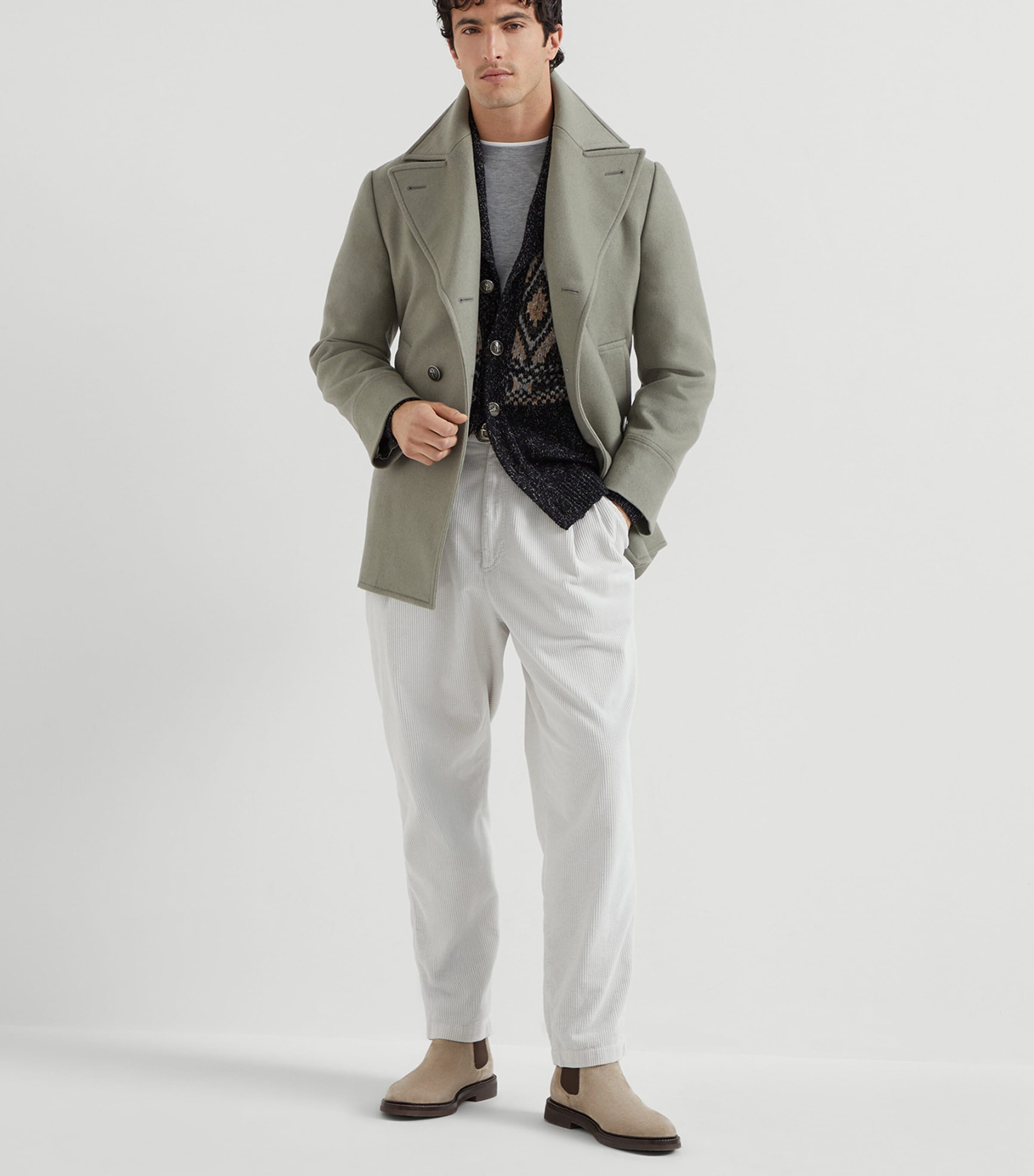 Mouliné Virgin Wool-Silk-Cashmere Jacquard Cardigan CUL12 Image 4