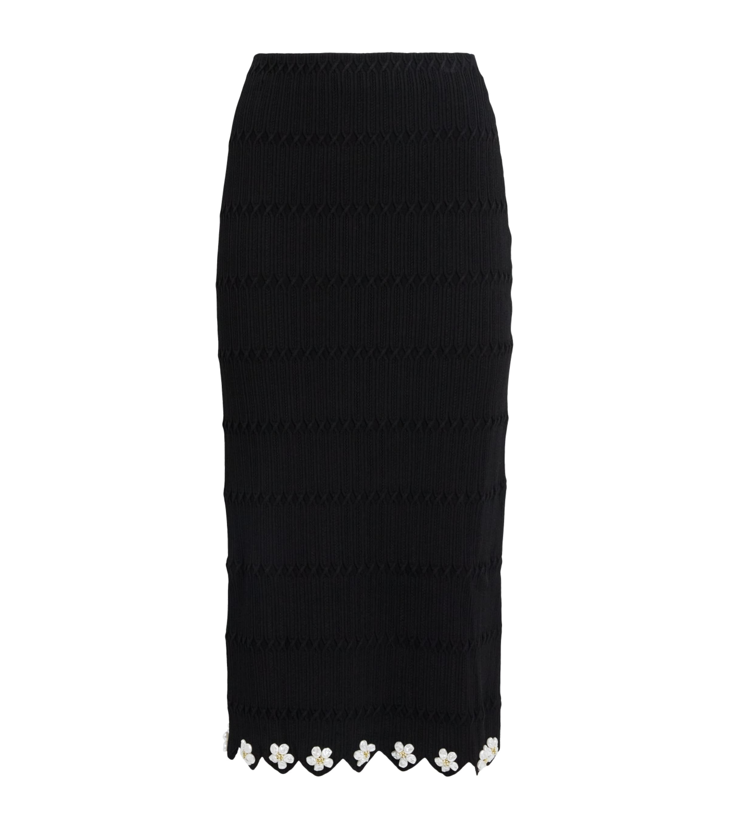 Maje Womens Knitted Embellished Midi Skirt Black Image 1