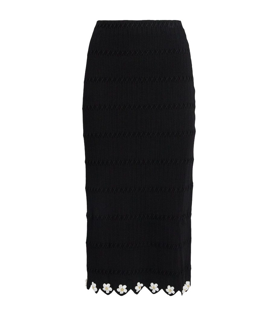 Maje Womens Knitted Embellished Midi Skirt Black Image 1
