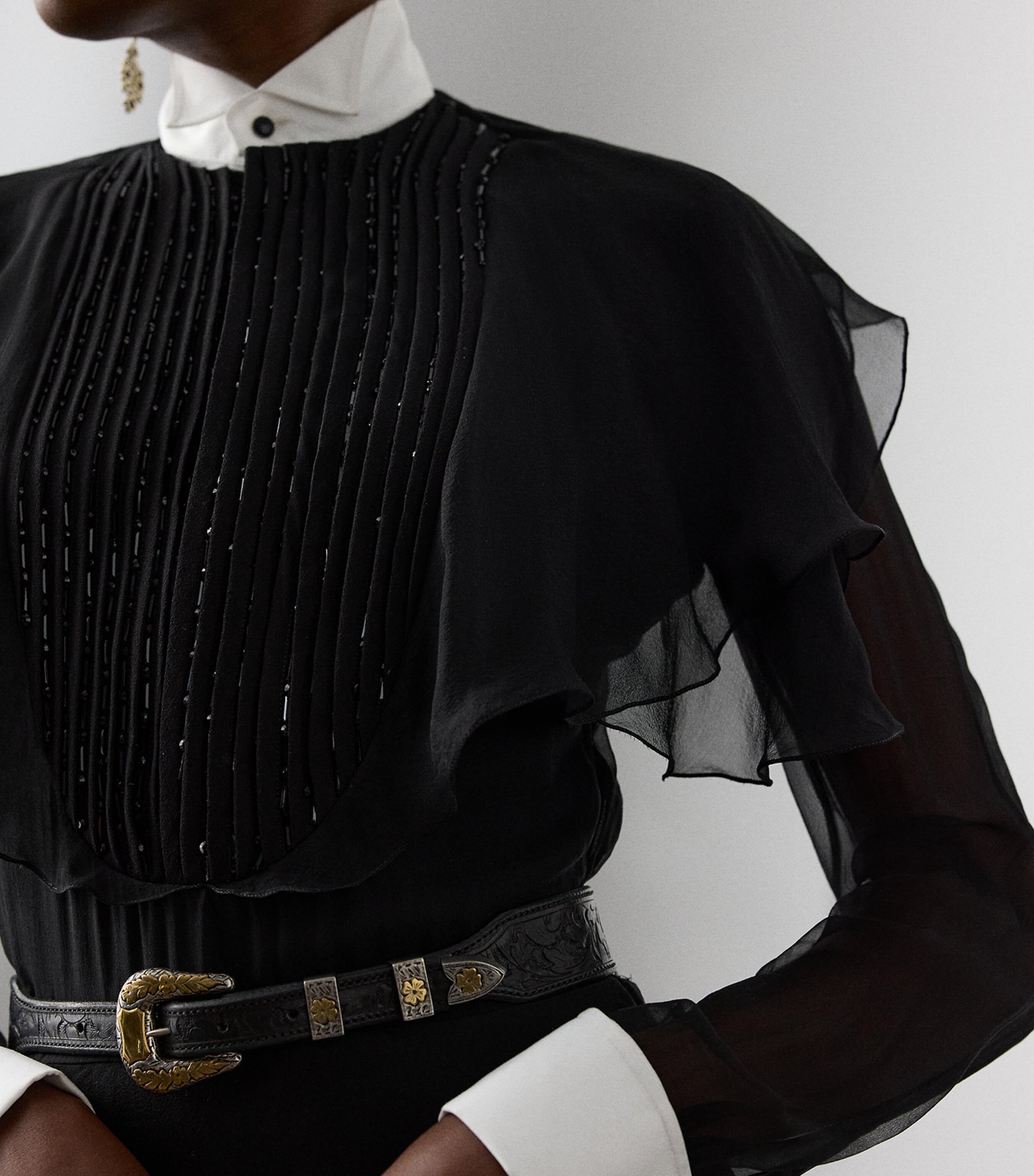 Silk Chiffon Emala Evening Dress BLACK Image 4