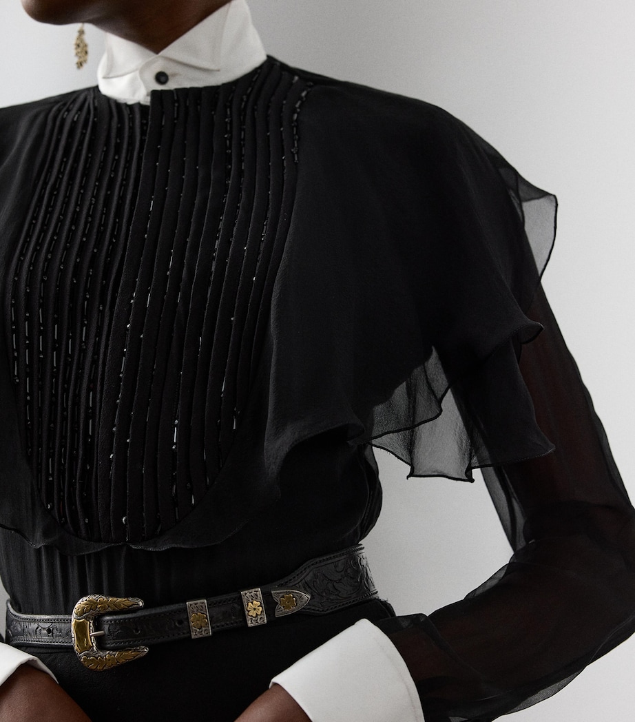 Silk Chiffon Emala Evening Dress BLACK Image 4