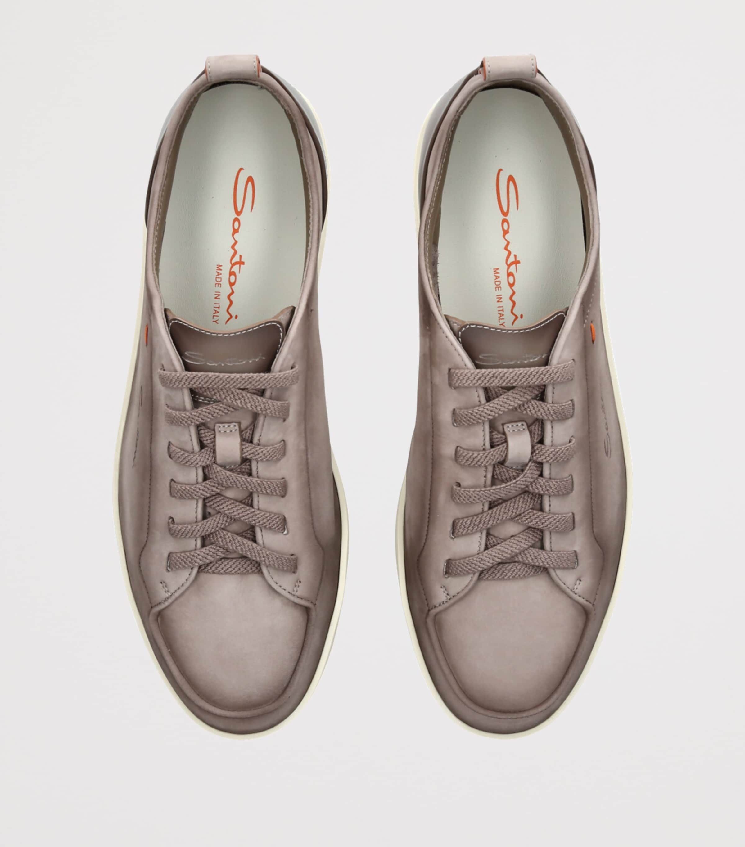 Santoni Leather Montecarlo Sneakers Taupe Image 4