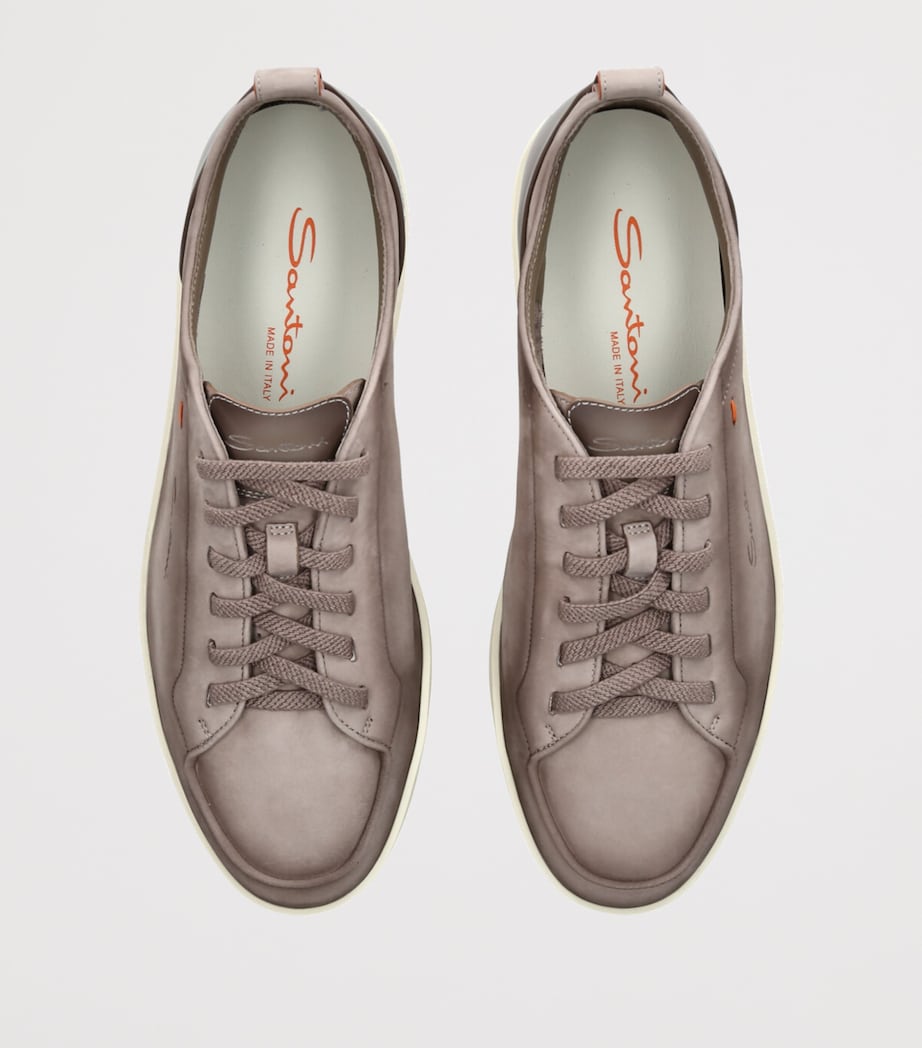 Santoni Leather Montecarlo Sneakers Taupe Image 4