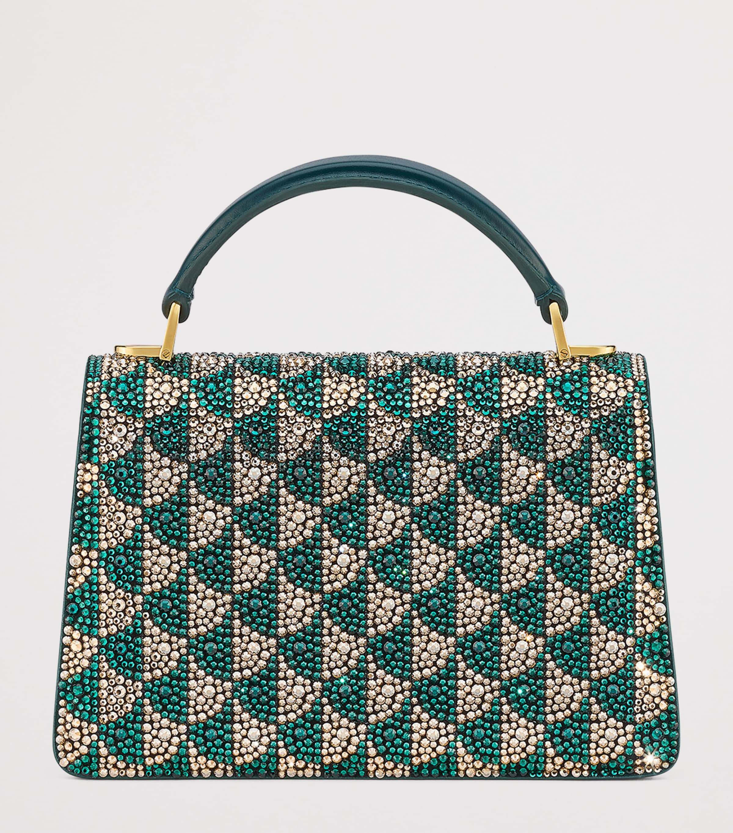 Mini Leather Serpenti Forever Top-Handle Bag GREEN Image 3
