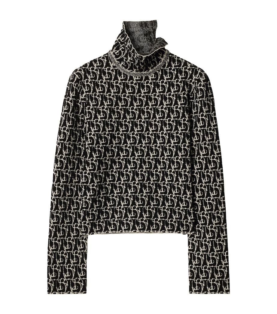 Wool-Blend Jacquard B Charm Sweater BLACK IP PTTRN Image 1