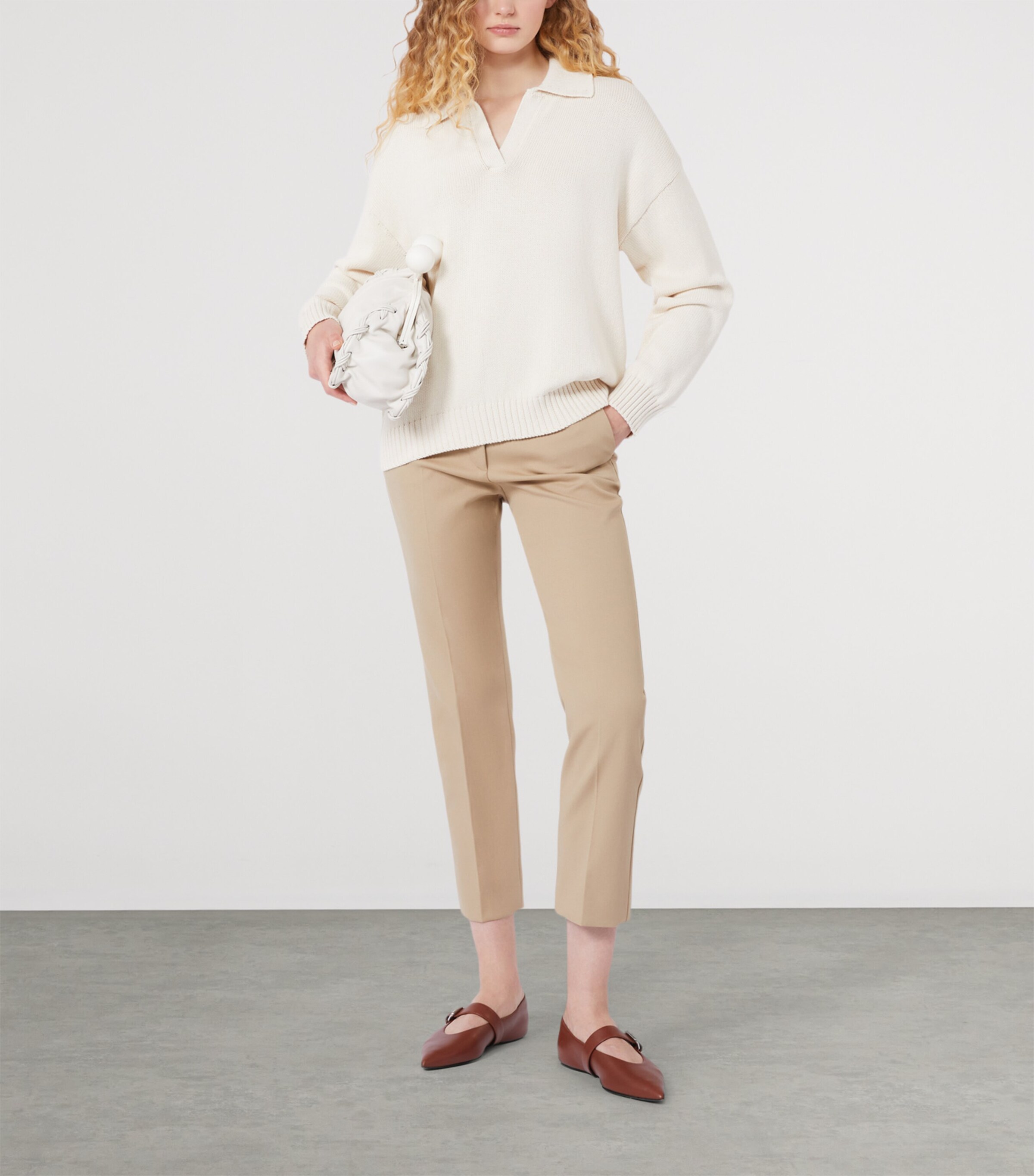 Weekend Max Mara Womens Stretch-Cotton Ankle-Length Trousers Camel Image 2