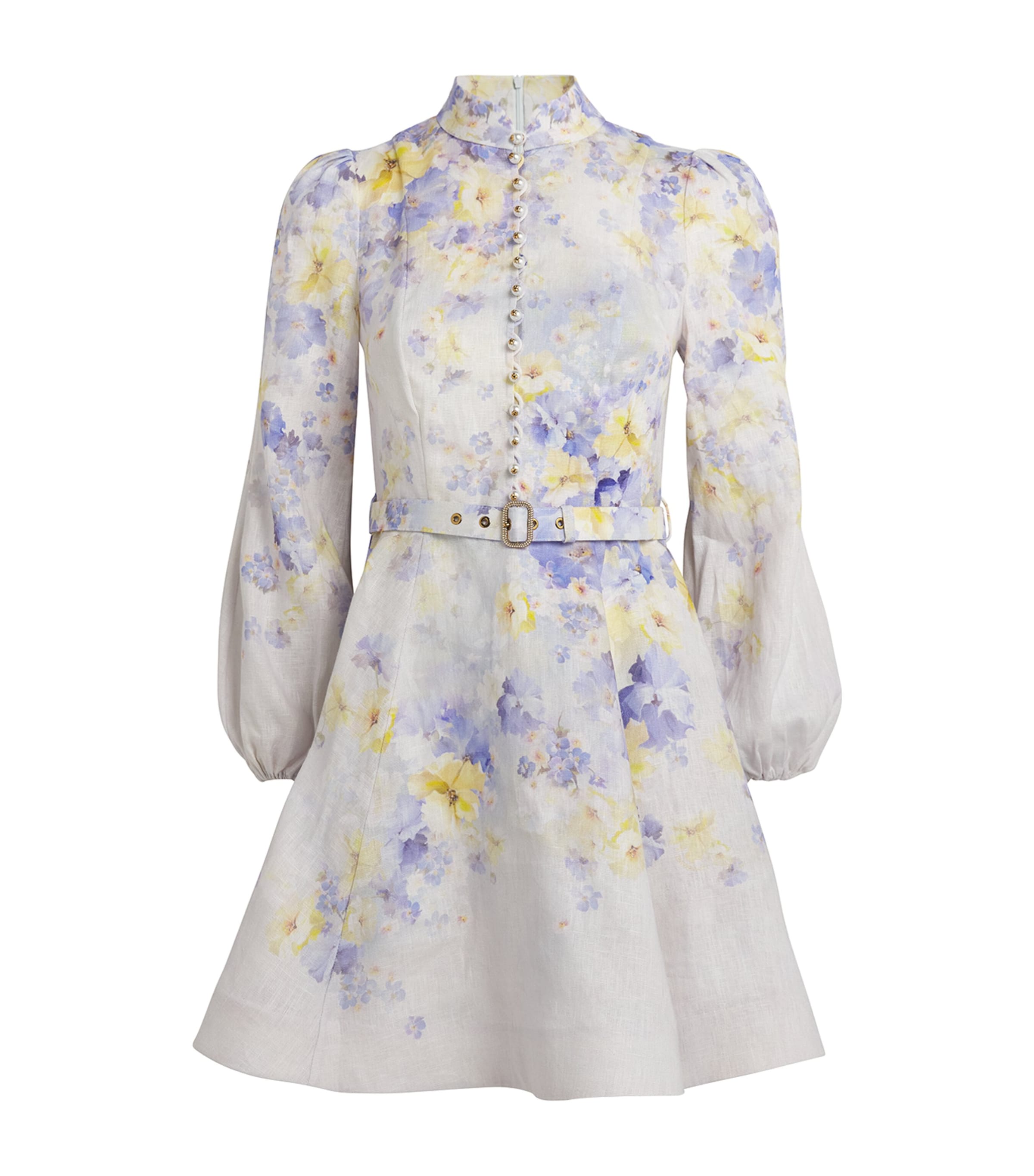 Shop Zimmermann Linen Floral Crush Mini Dress