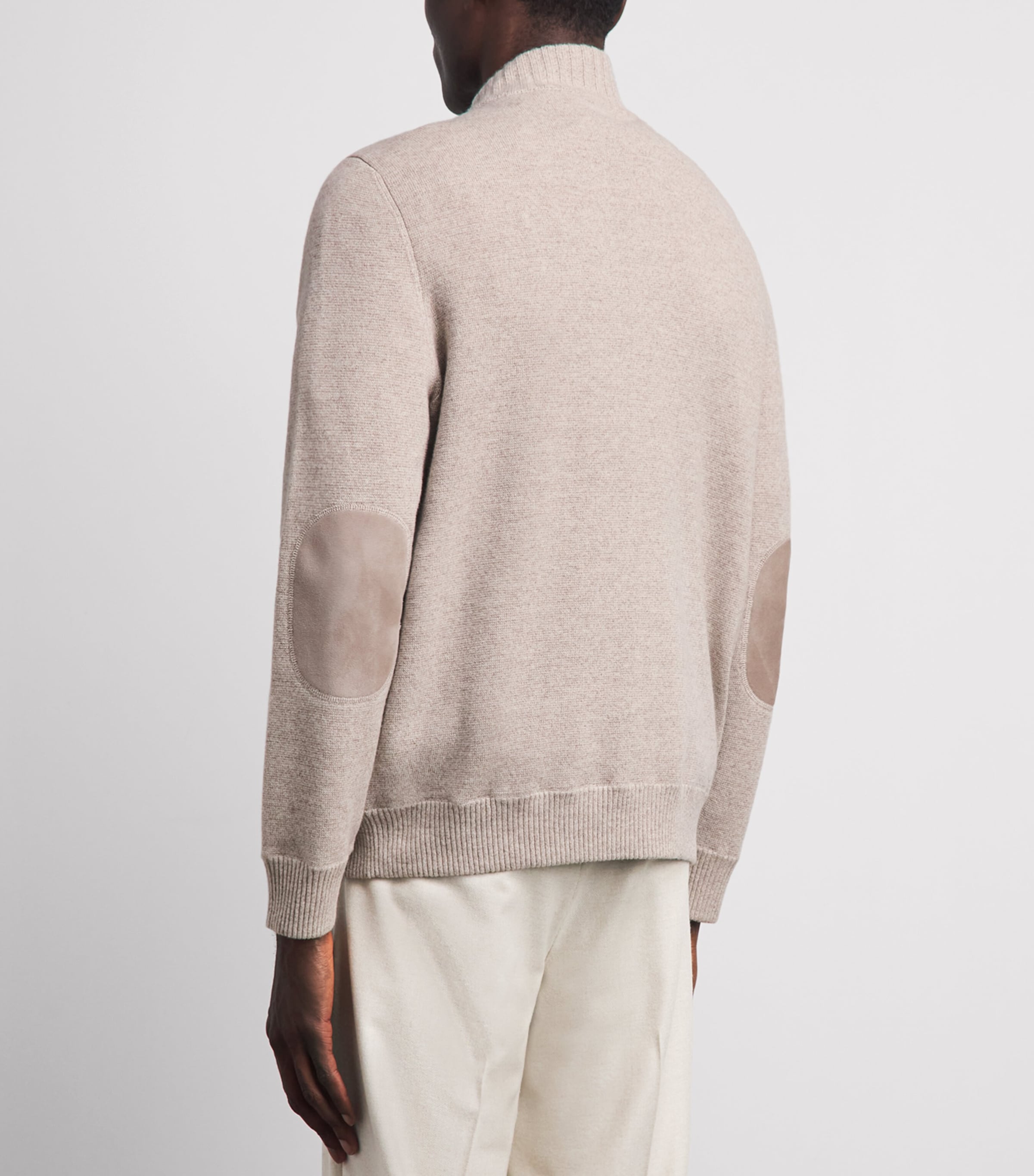 N.Peal Mens Suede-Trim Cashmere Davos Jacket Toasted Sesame Suede Image 5