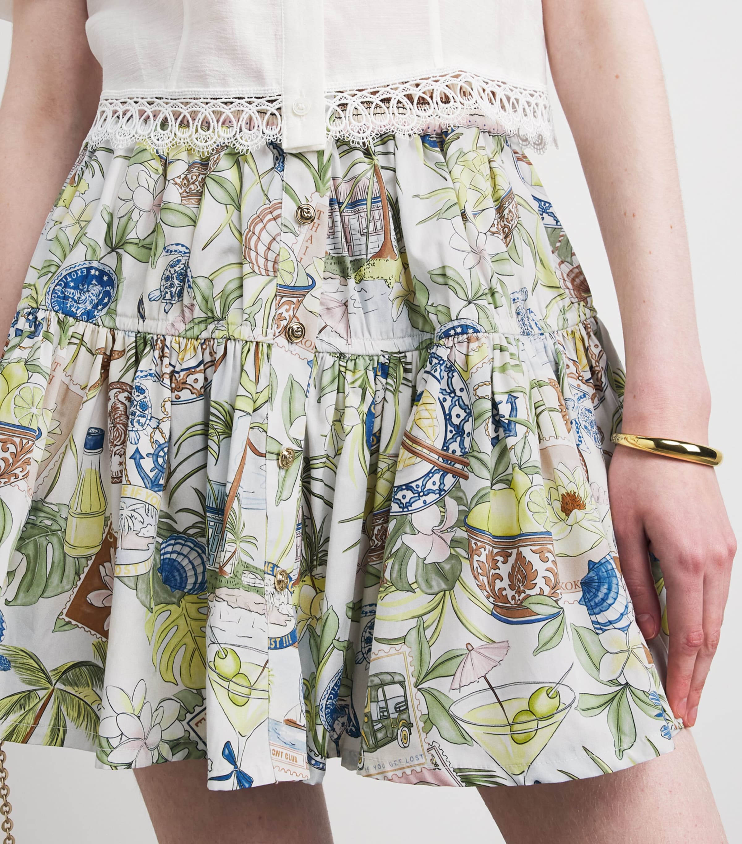 Maje Womens Cotton Printed Mini Skirt Postcard Print Image 3