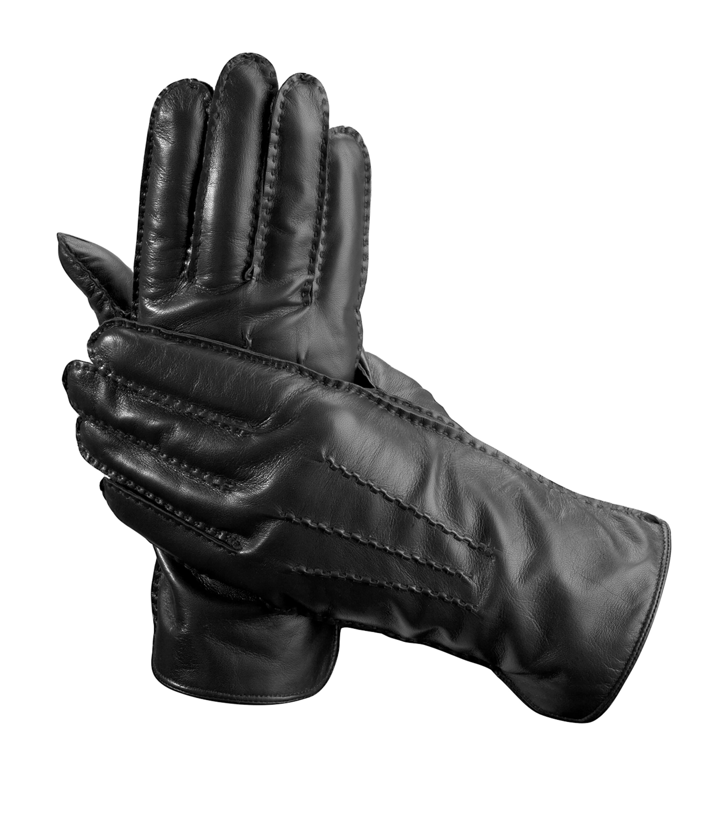 Shop Aspinal Of London Wool-cashmere Lined Leather Gloves In Black