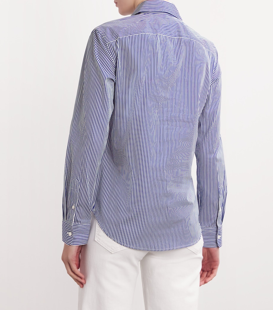 Cotton Stripe Shirt 1322 WHITE/FALLROYAL Image 4