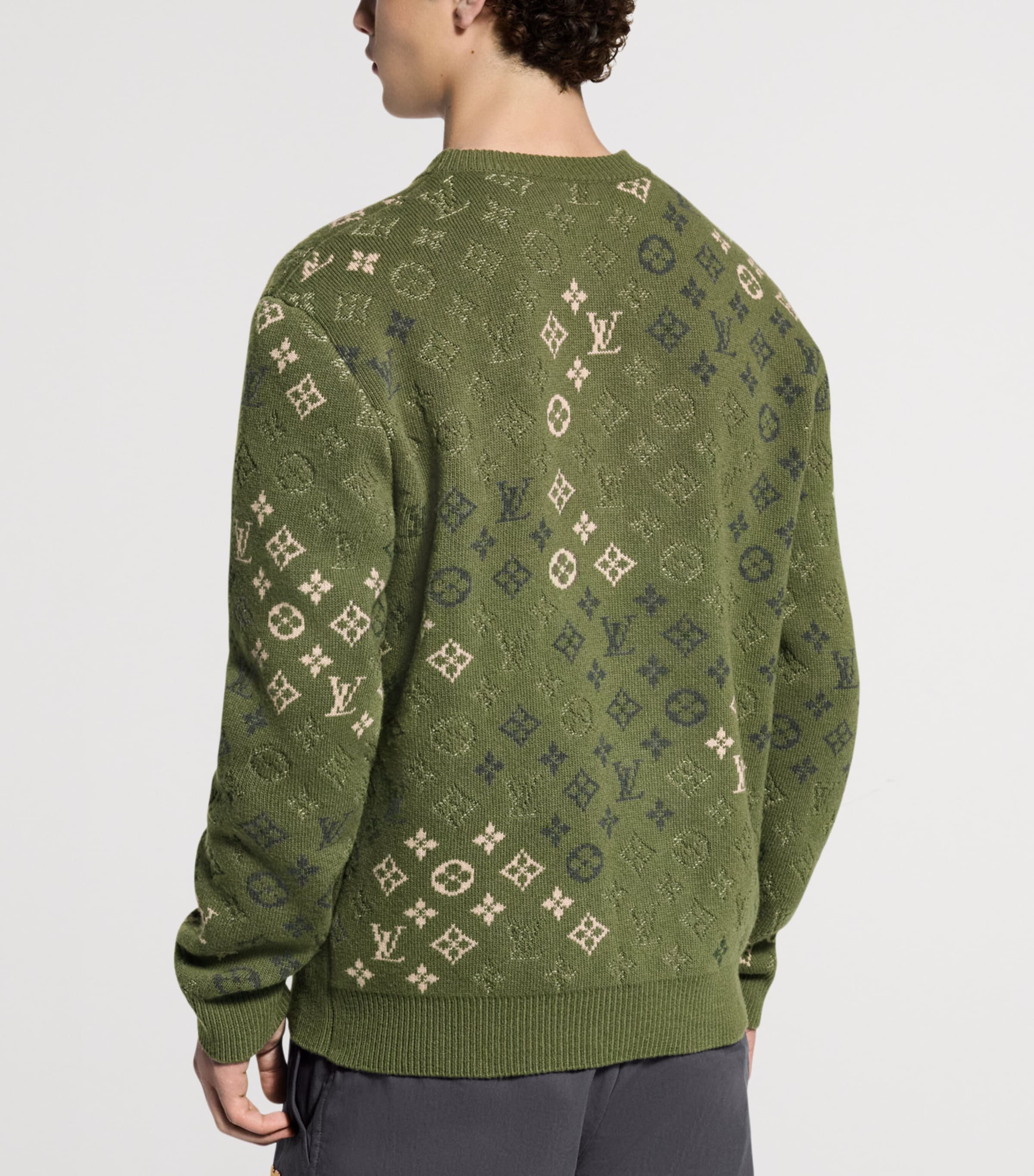 Wool-Cashmere Monogram Sweater FOREST NIGHT Image 3