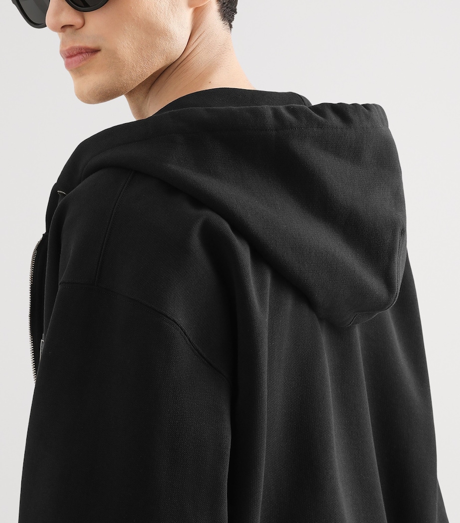 Dolce&Gabbana Mens Cotton Logo Patch Zip-Up Hoodie Black Image 5