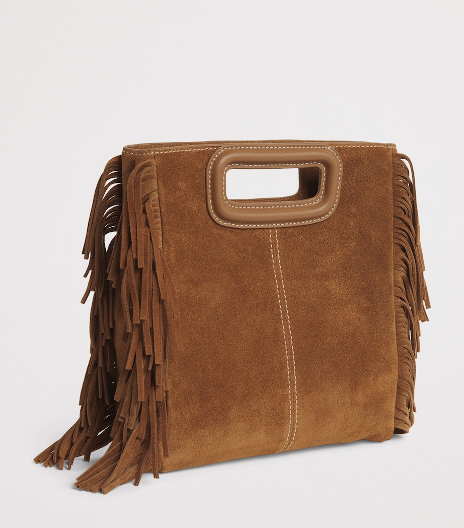 Suede Fringed M Top-Handle Bag BROWN Image 3