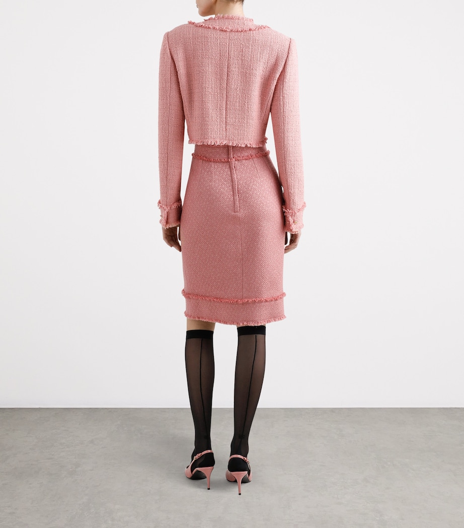 Tweed Cropped Jacket F0473-DARK POWDER PI Image 5