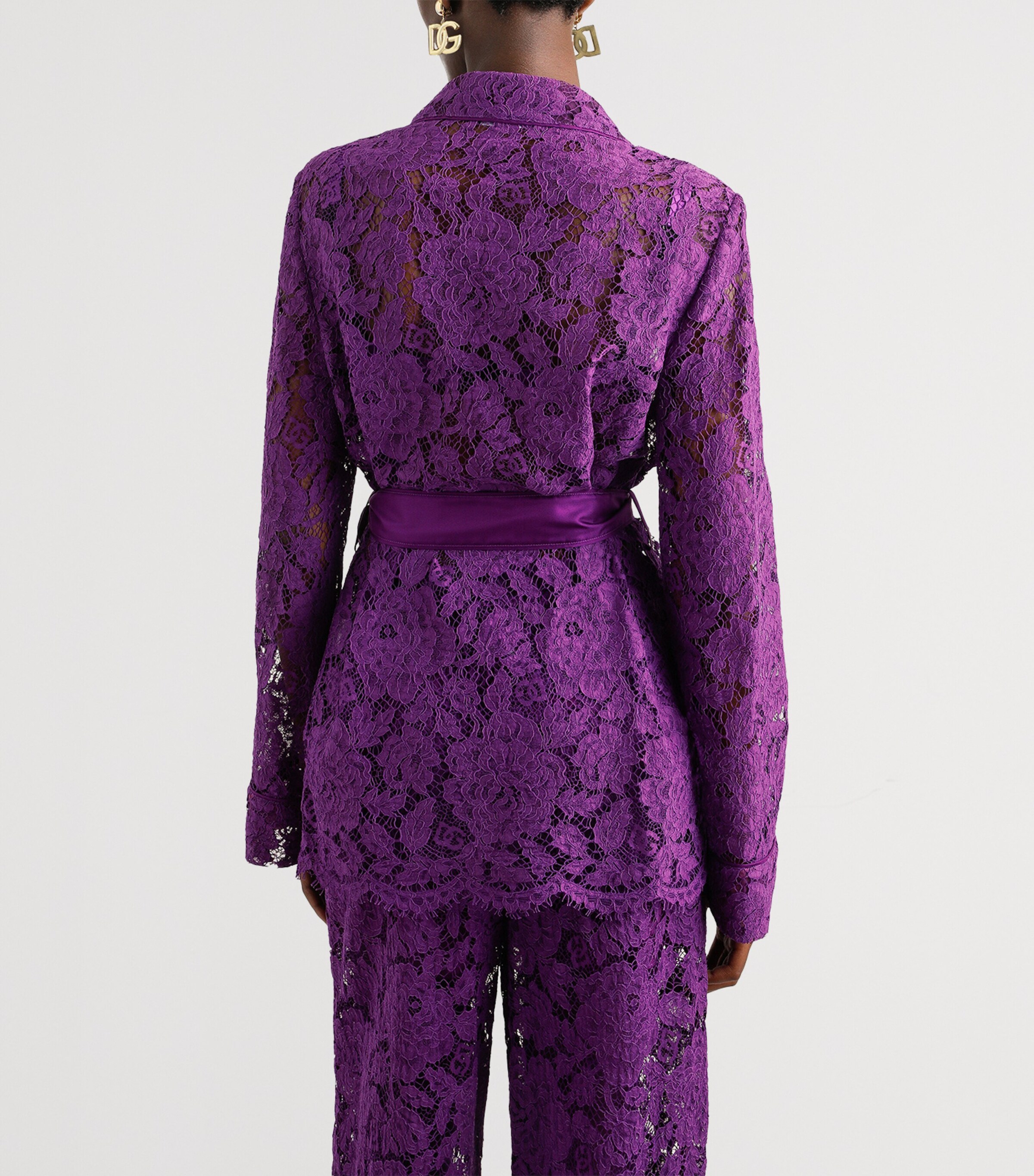 Dolce&Gabbana Womens Lace Floral Shirt Purple Image 5