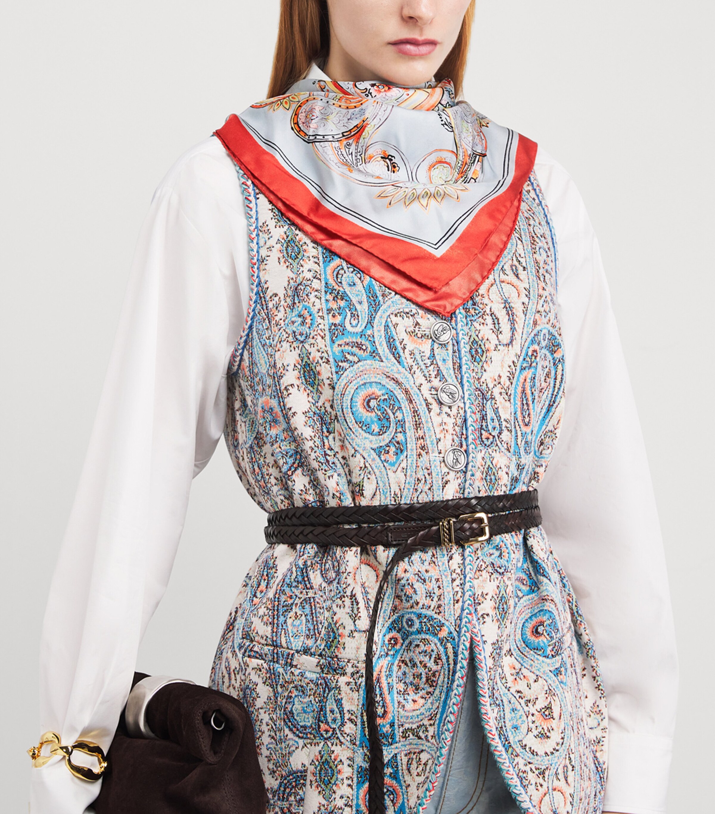 Etro Blue Silk Paisley Foulard Scarf | Harrods US