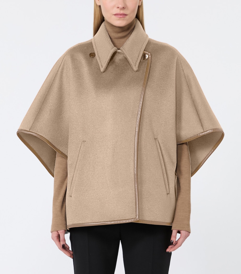 Max Mara Womens Cashmere Double-Breasted Cape Beige Image 3