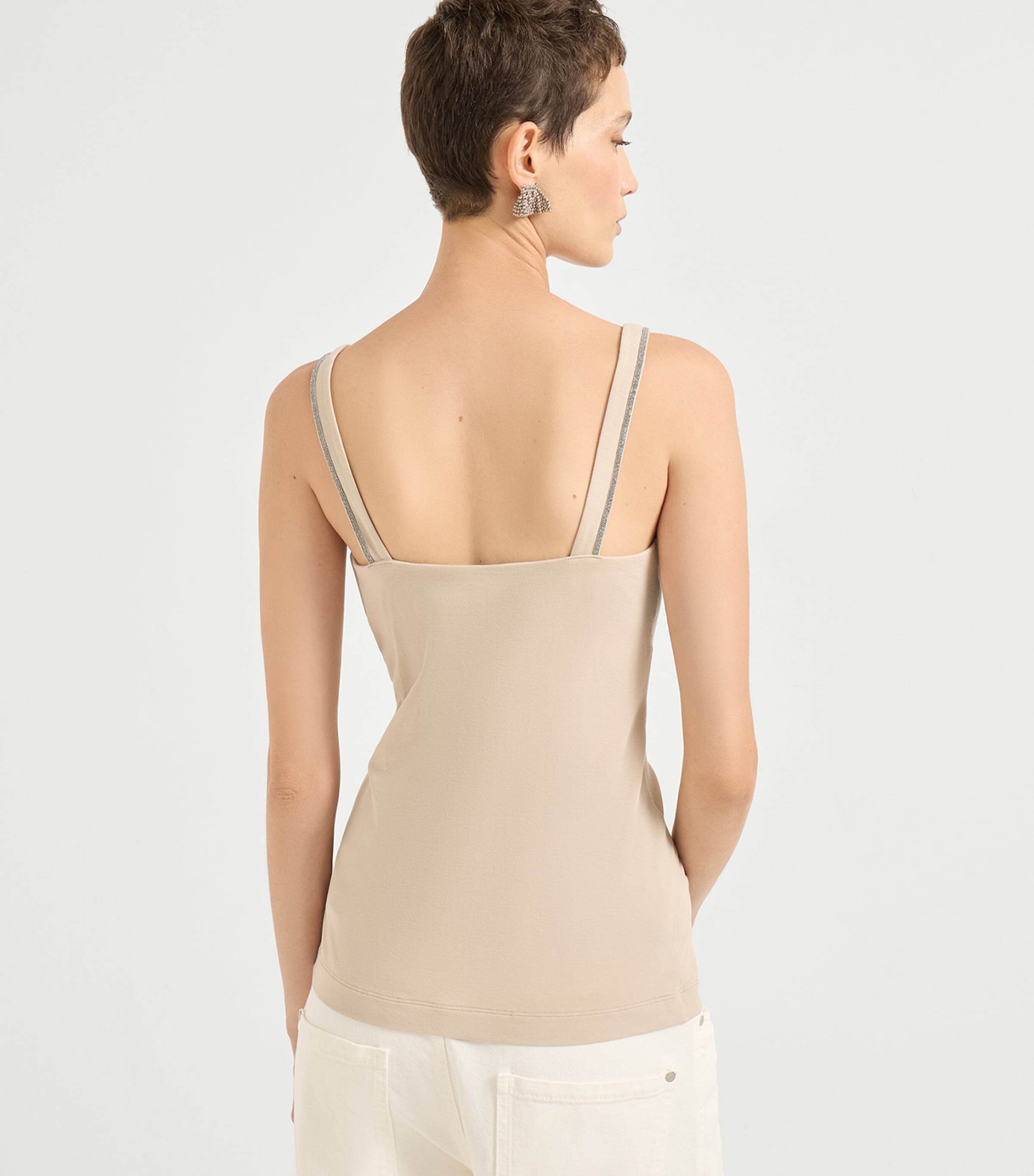 Cotton-Blend Monili V-Neck Tank Top C8539 Image 5