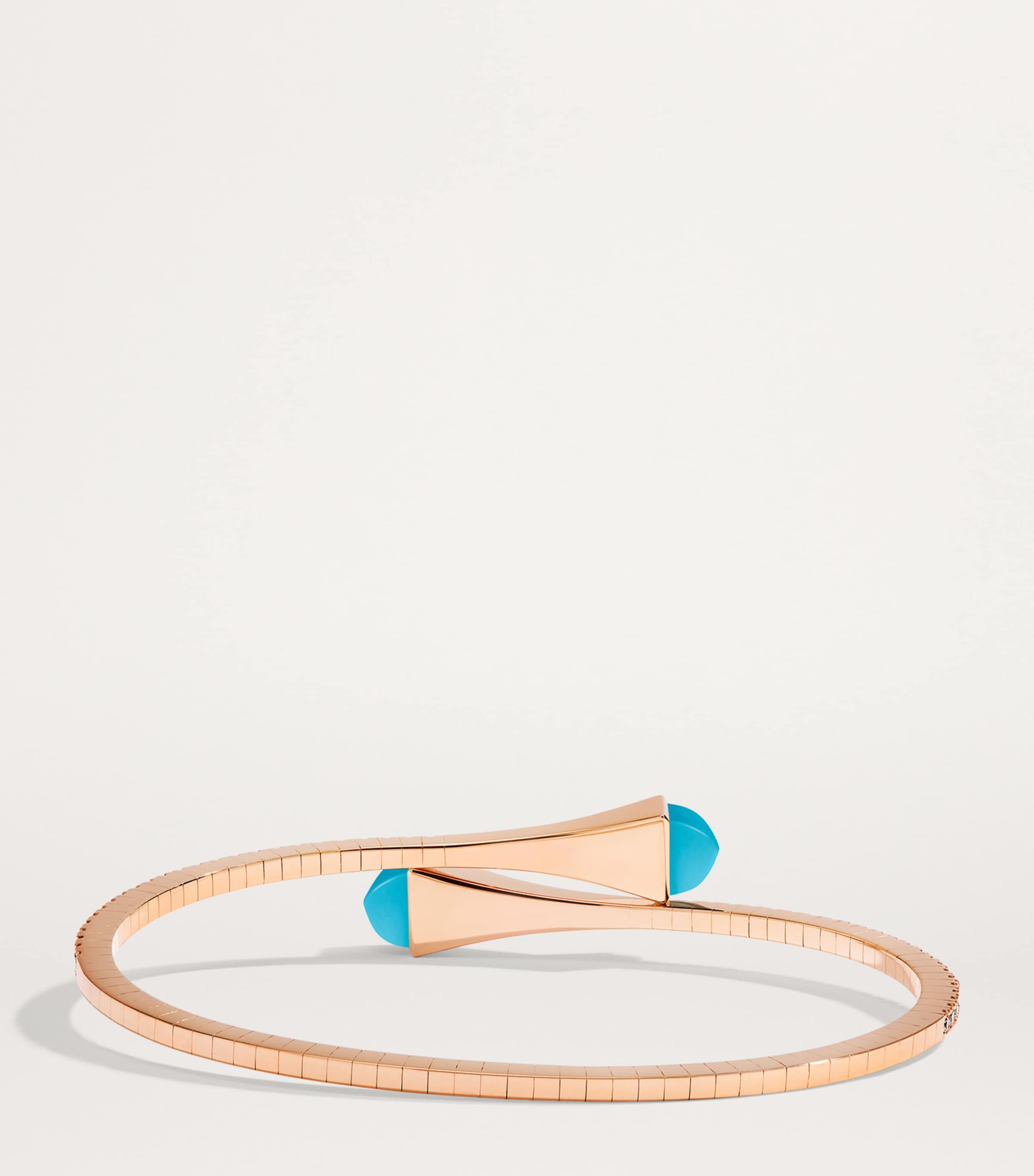 Midi Rose Gold, Diamond and Turquoise Cleo Slip-On Bracelet ROSE GOLD Image 2