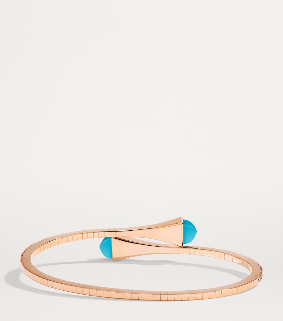 Midi Rose Gold, Diamond and Turquoise Cleo Slip-On Bracelet ROSE GOLD Image 2