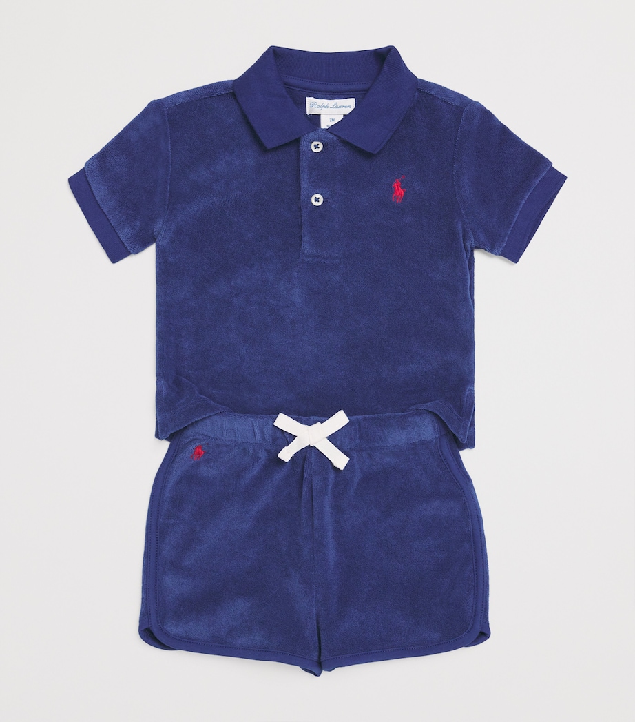 Towelling Polo Shirt and Shorts Set (3-18 Months) NAVY Image 3