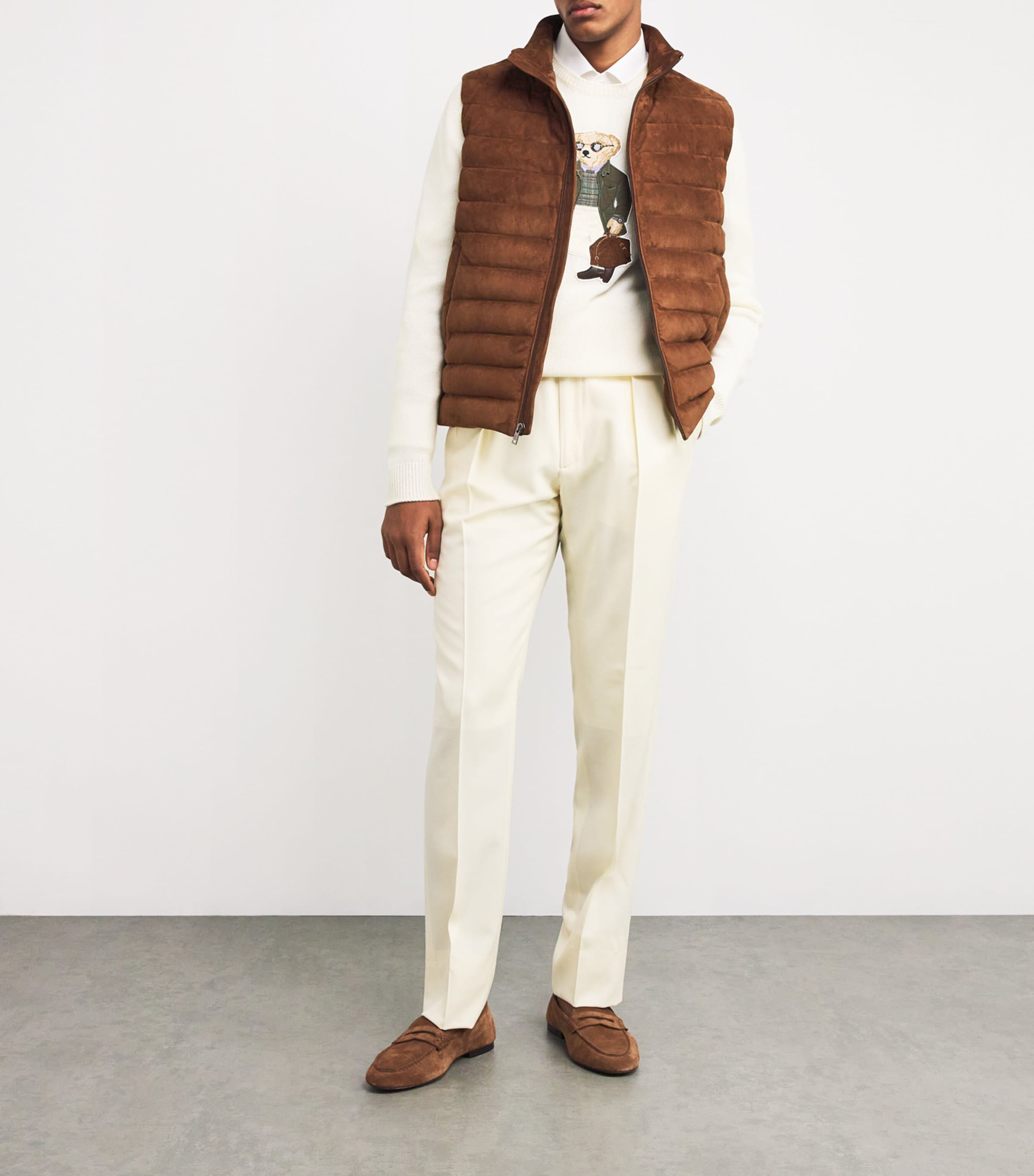 Ralph Lauren Purple Label Mens Cashmere Polo Bear Sweater Classic Cream Image 2