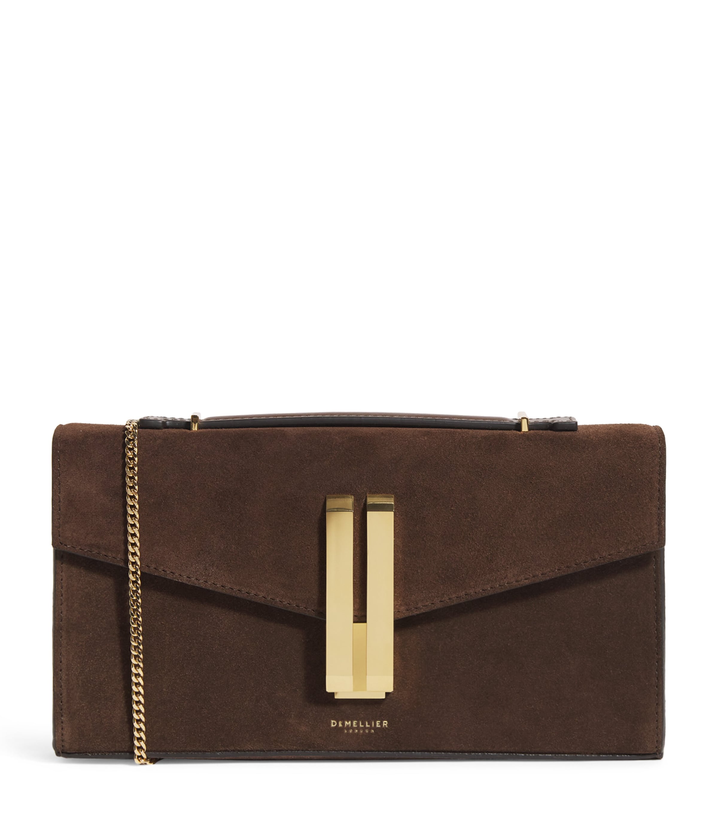 Demellier Suede Vancouver Clutch Bag In Brown