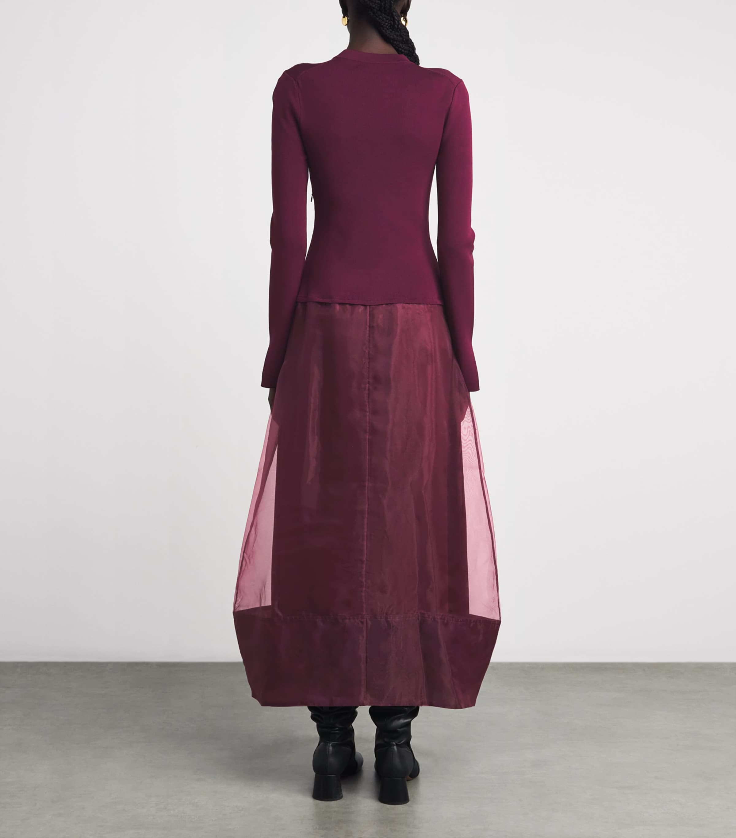 Simkhai Womens Knit Organza Maril Midi Skirt Fig Image 4