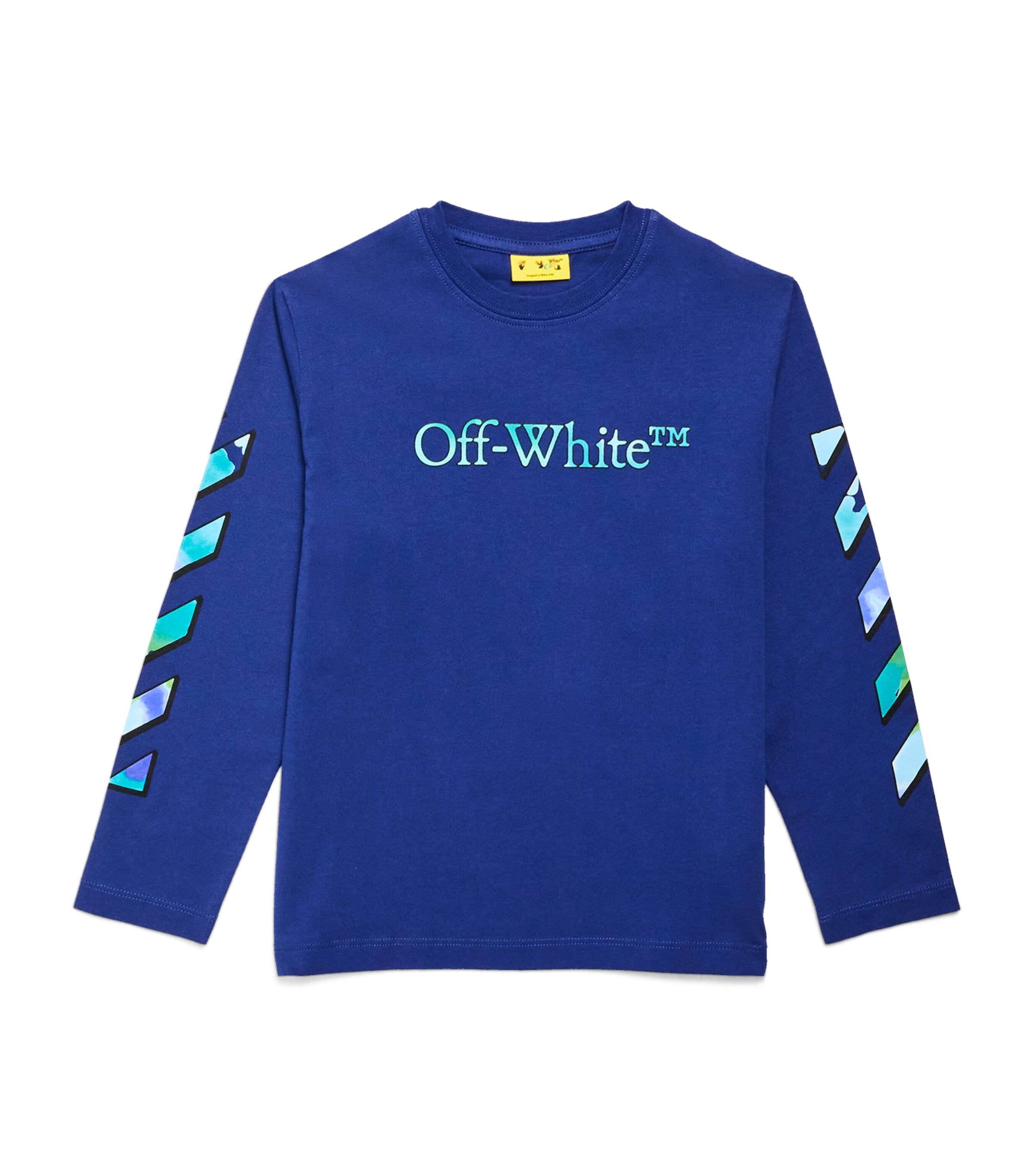 Off-white Kids' Cotton Watercolour Logo T-shirt In Blue