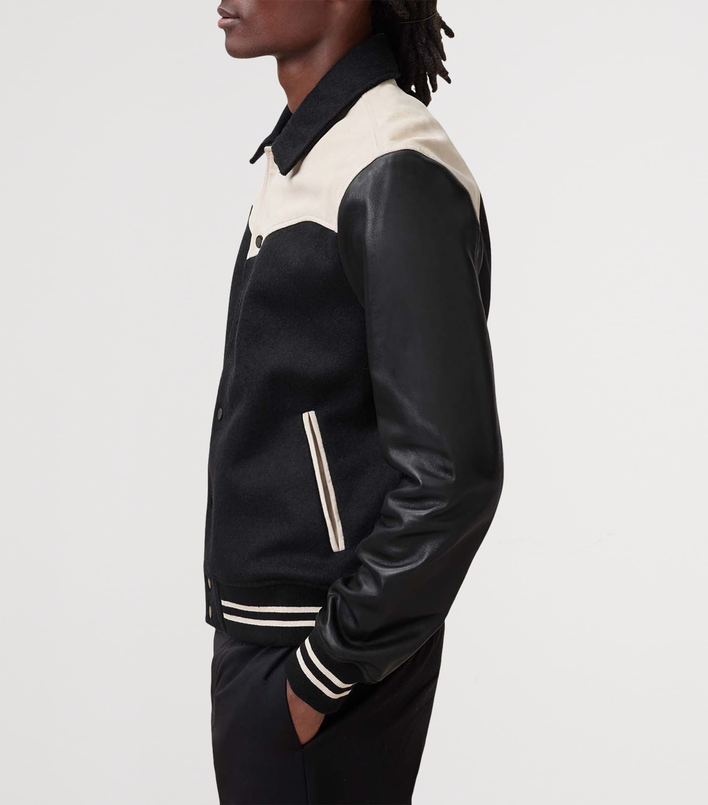 Leather-Trim Endleton Bomber Jacket BLACK/ECRU WHITE Image 5