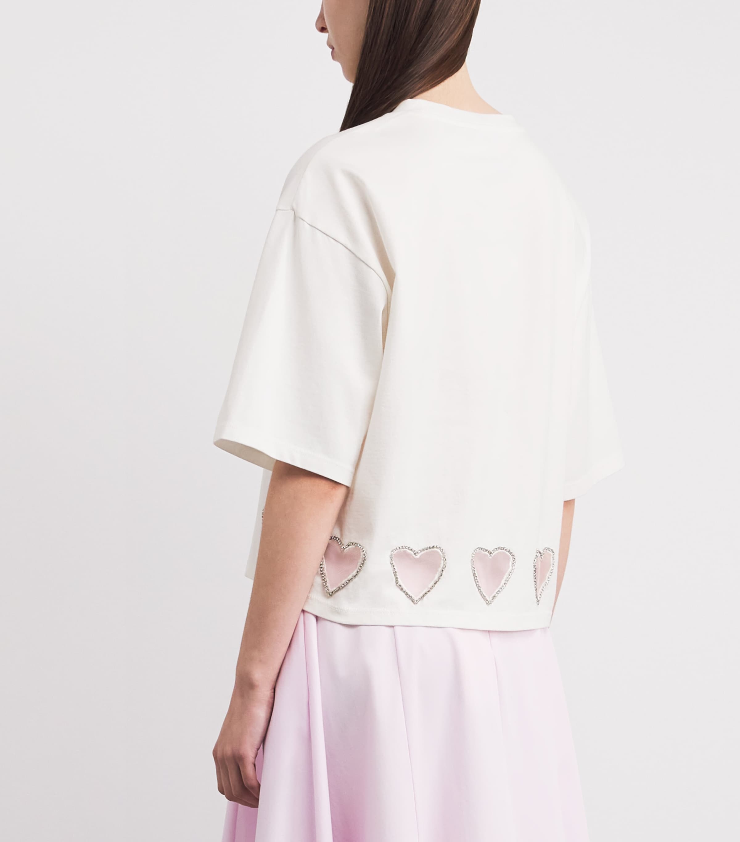 Alice+Olivia Womens Cotton Heart Evan T-Shirt Off White Image 5