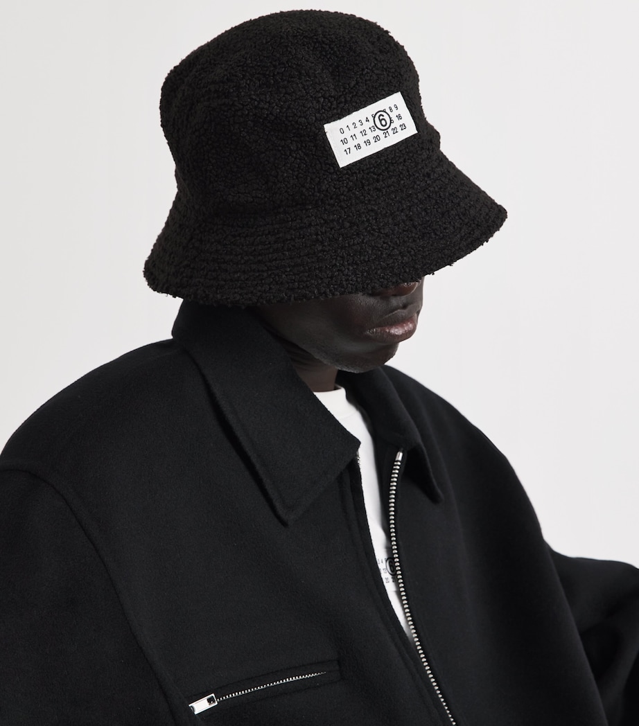 MM6 Maison Margiela Bouclé Logo Patch Bucket Hat Black Image 4