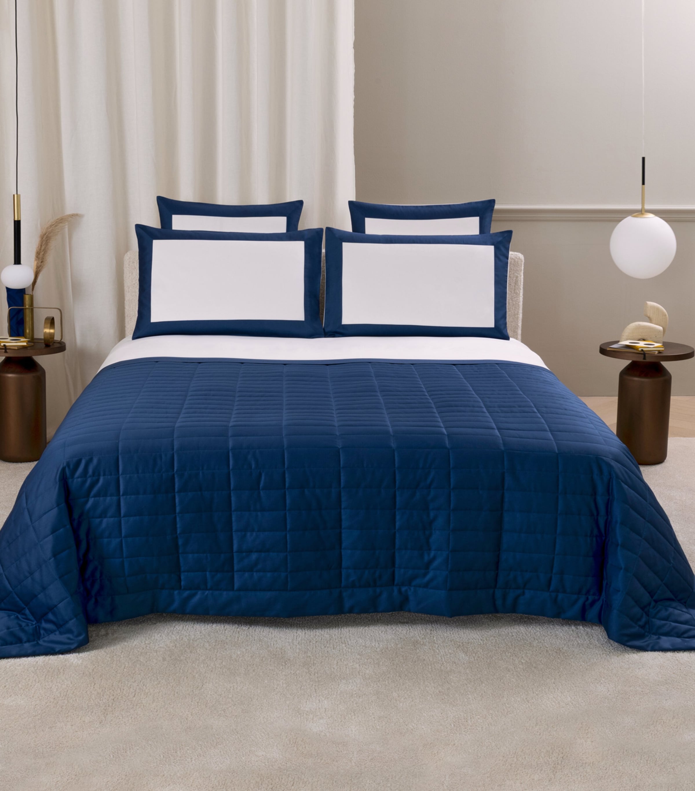 Frette Rectangular Light Bold Quilt Indigo Blue Image 5