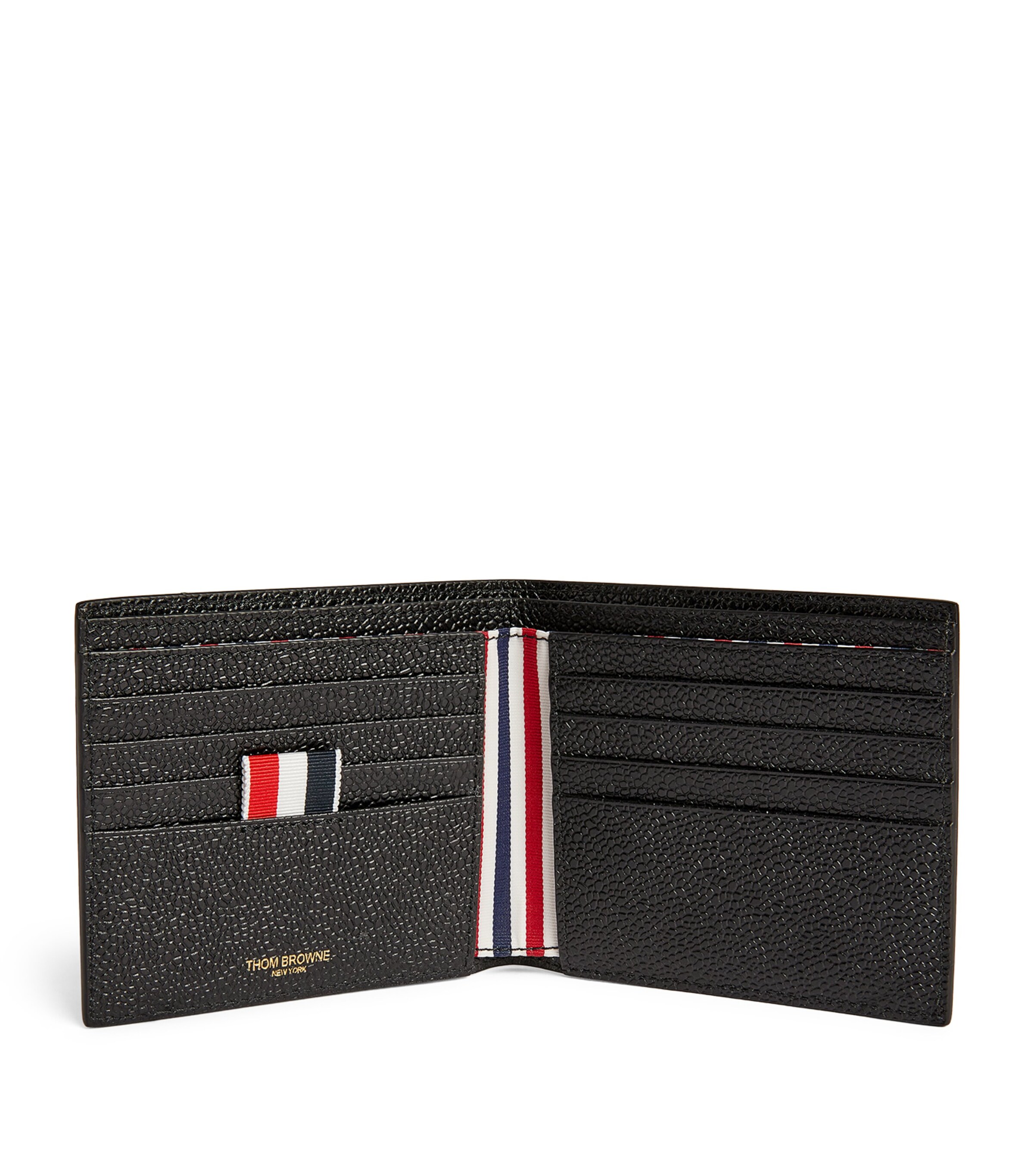 Grained Leather Bifold Wallet BLACK Image 3