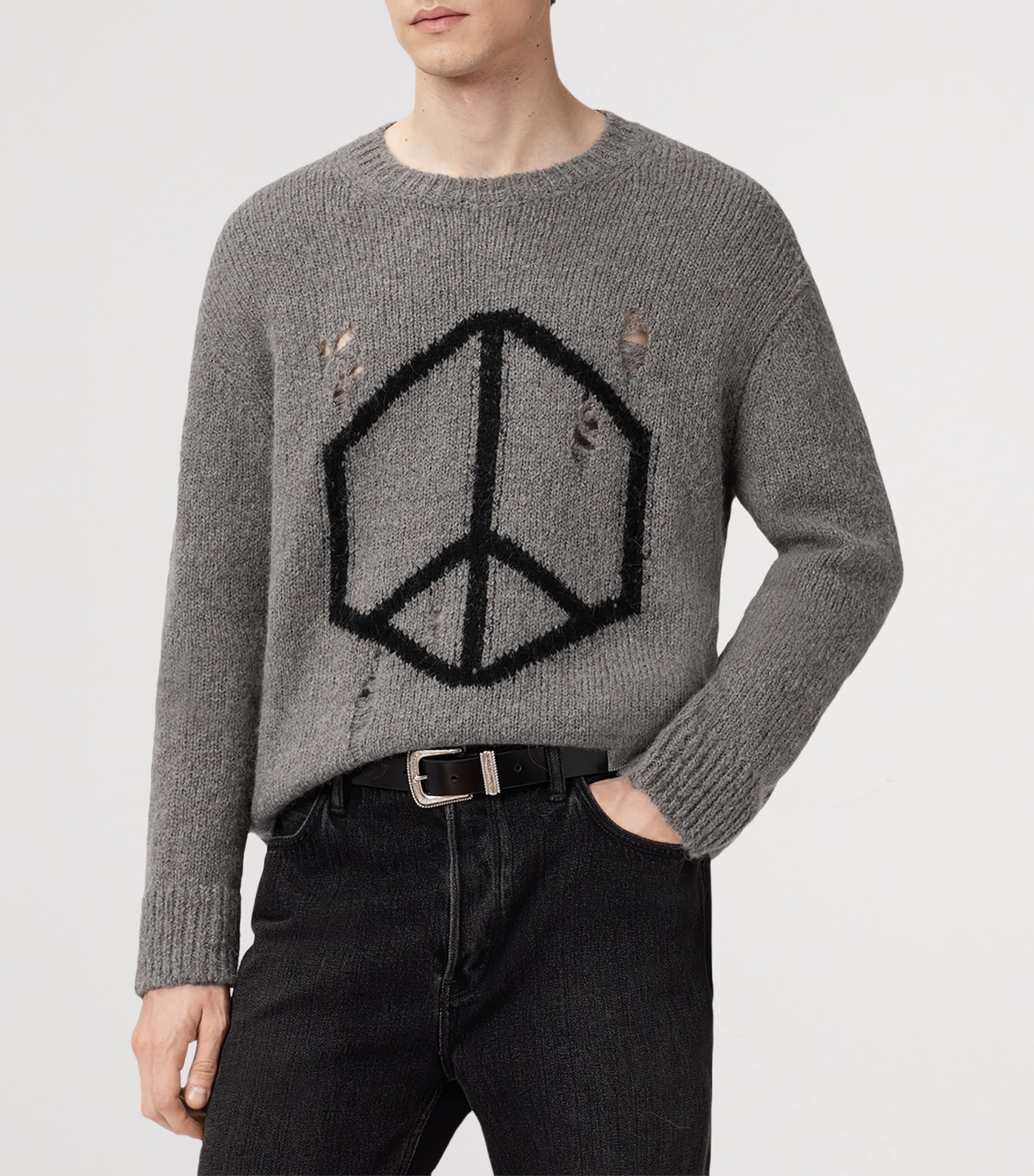 Wool-Blend Message Sweater GUNMETAL GREY Image 4