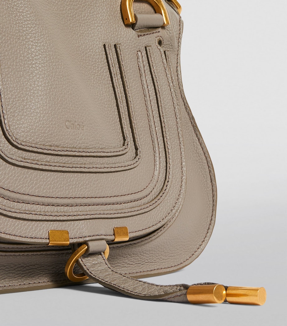 Small Leather Marcie Top-Handle Bag CASHMERE GREY Image 3