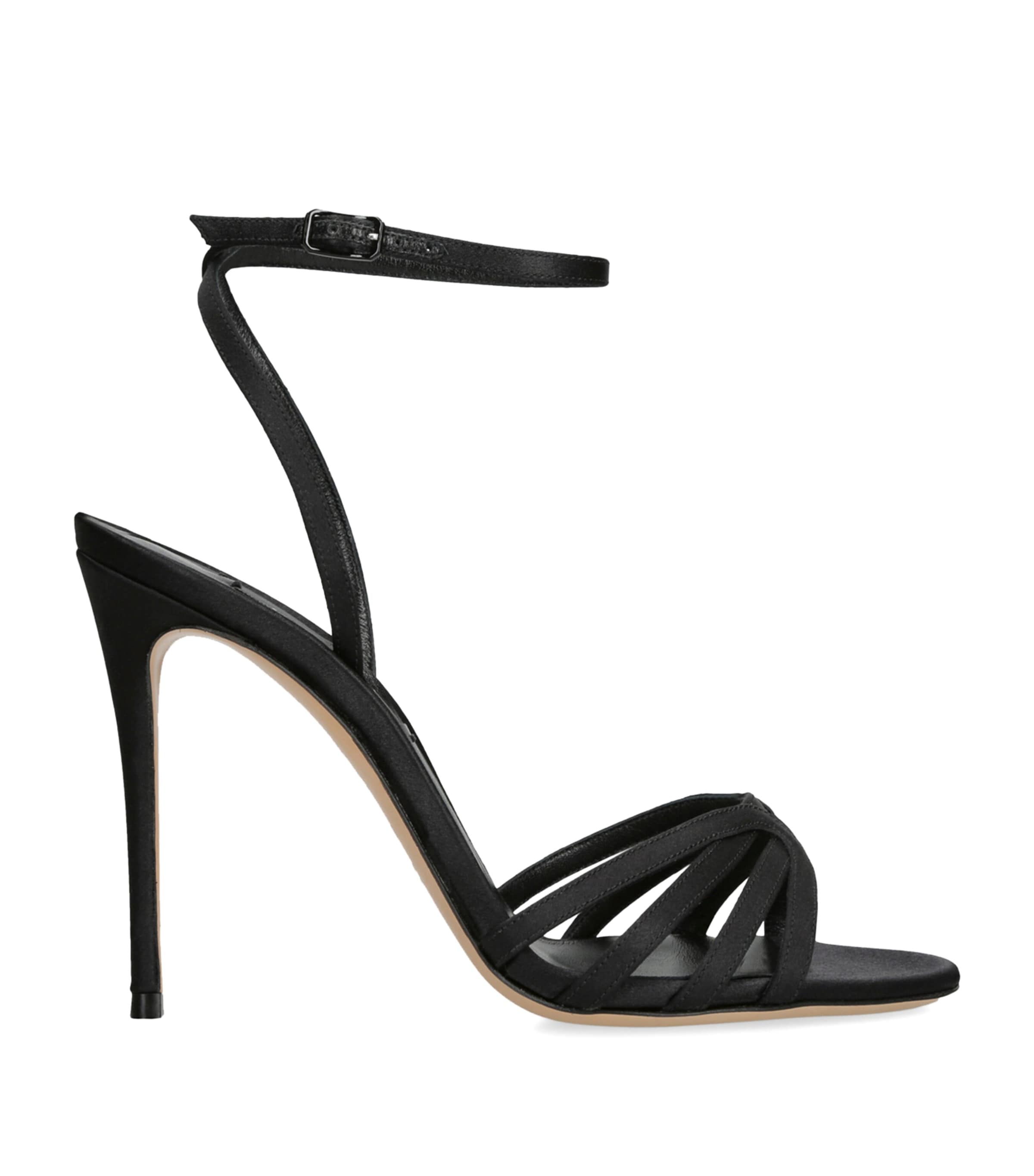 Casadei Satin Julia Heeled Sandals 100 Black Image 1