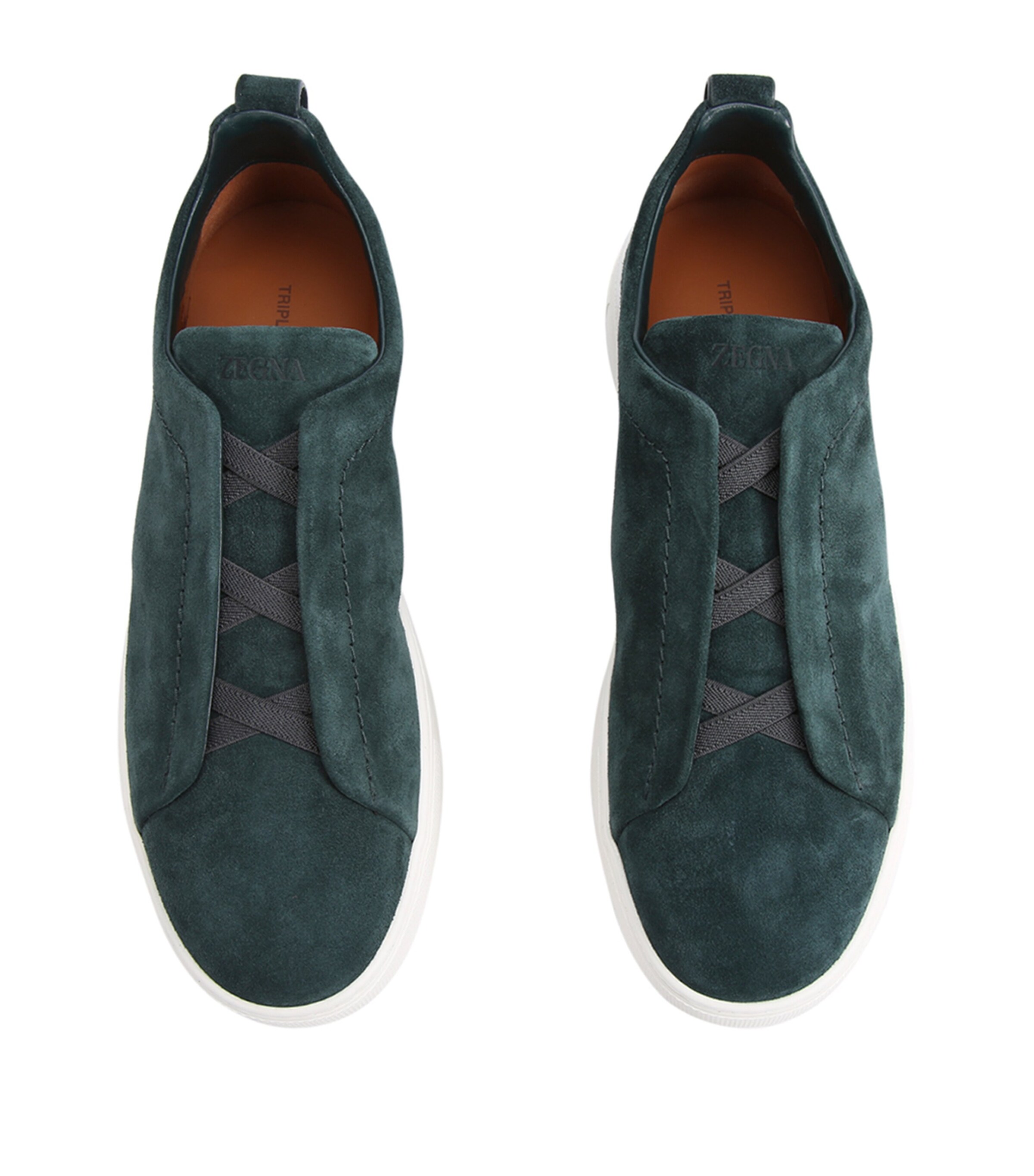 Zegna Suede Triple Stitch Sneakers Dark Green Image 4