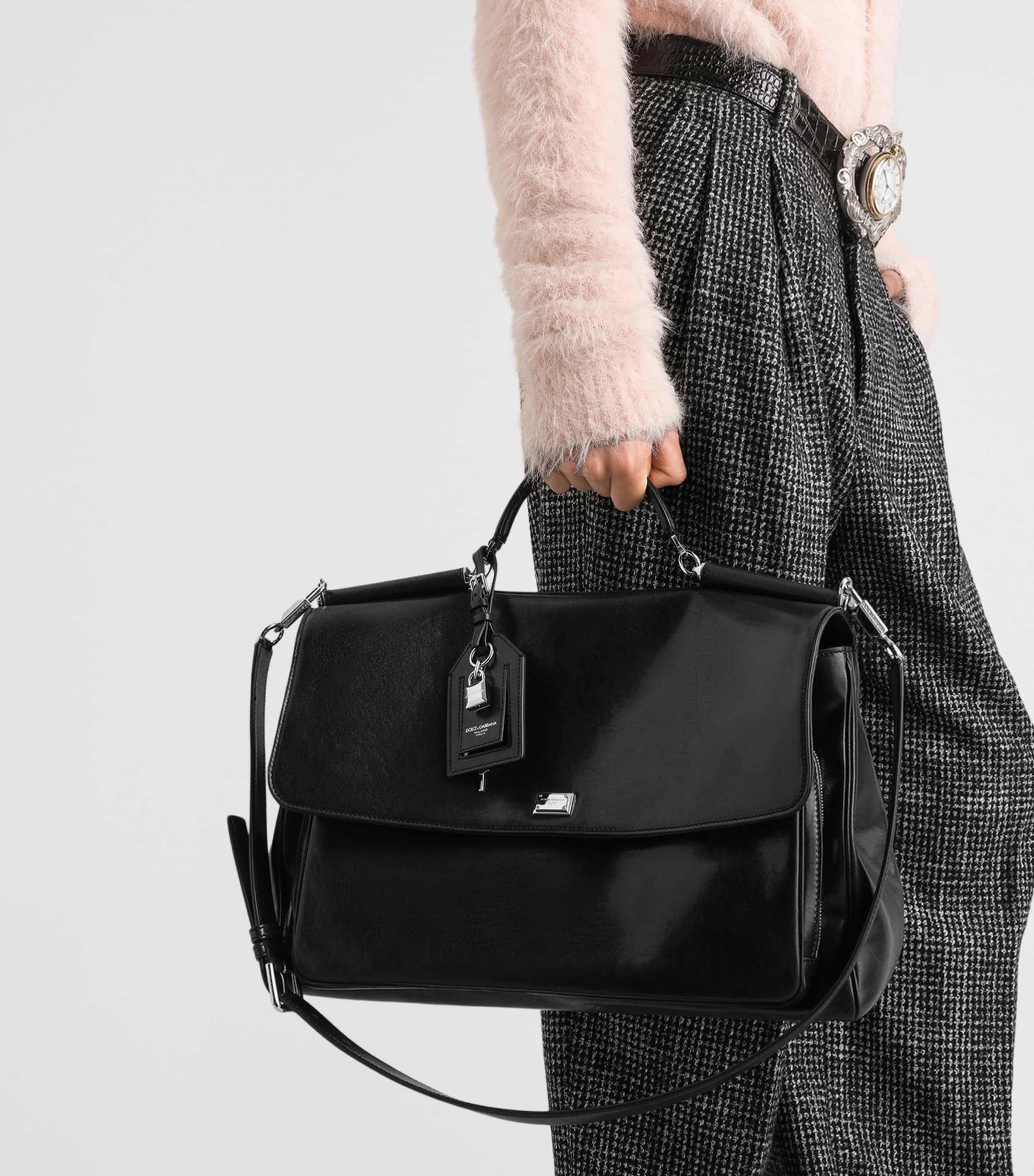 Dolce&Gabbana Leather My Sicily Top-Handle Bag Black Image 2