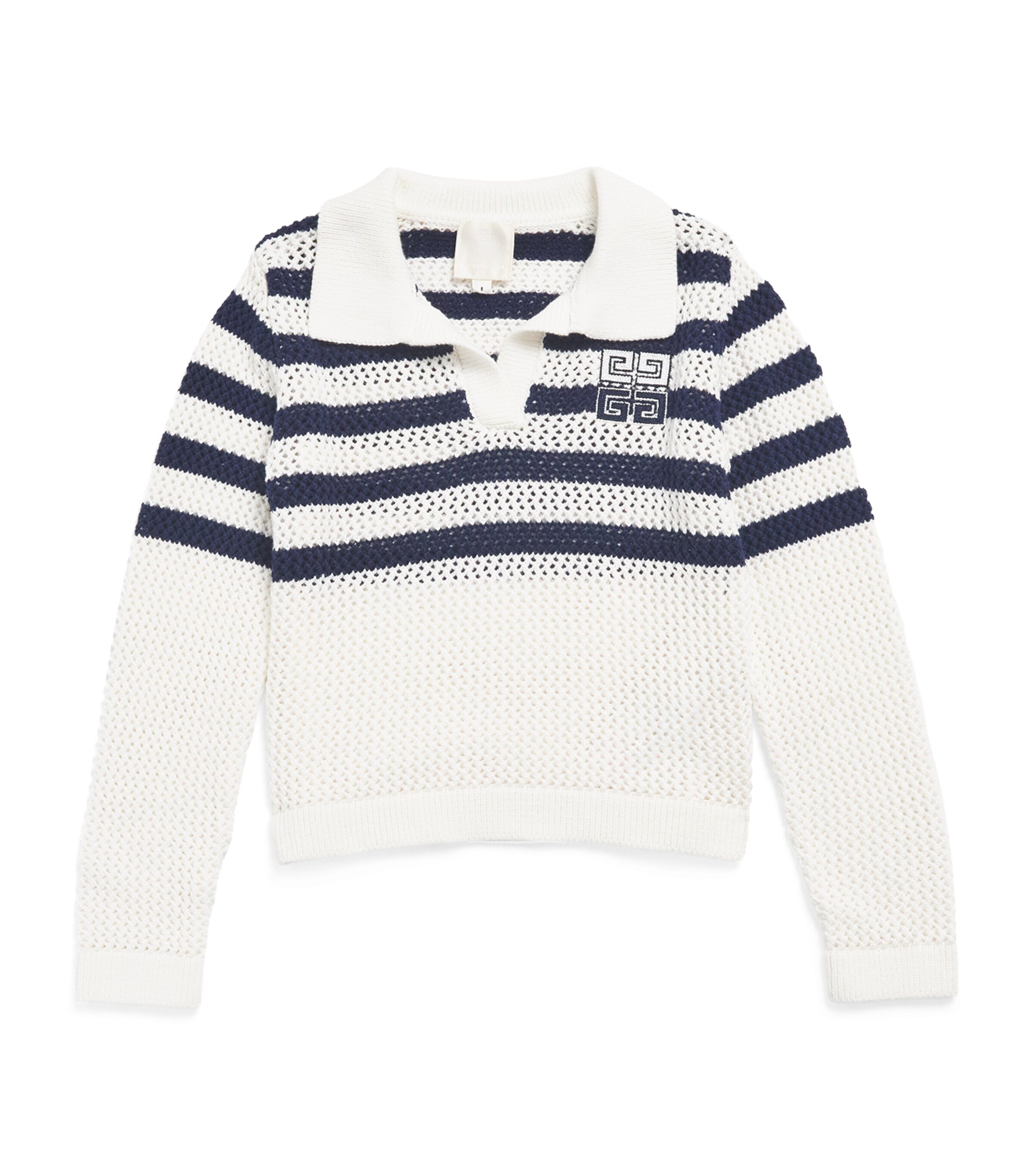 Givenchy Kids Cotton Crochet Stripe Sweater (4-12+ Years) Unique Image 1