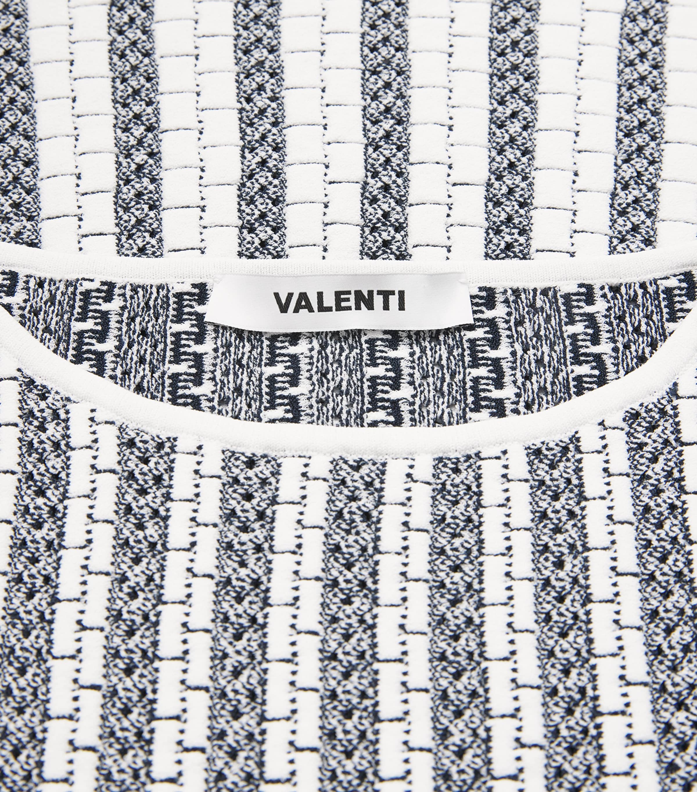 VALENTI Womens Knitted Stripe Mini Dress White Blue Image 6