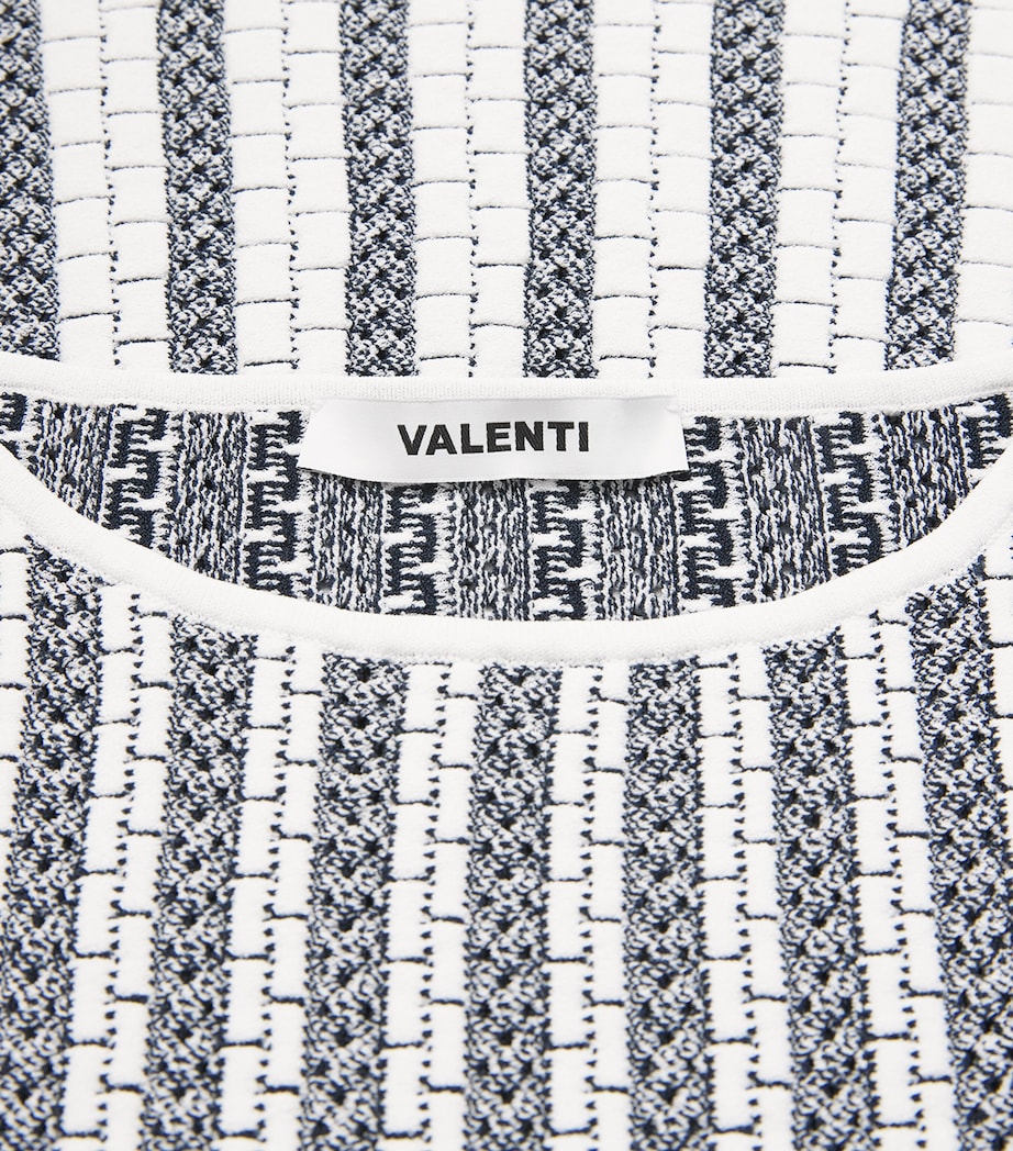 VALENTI Womens Knitted Stripe Mini Dress White Blue Image 6