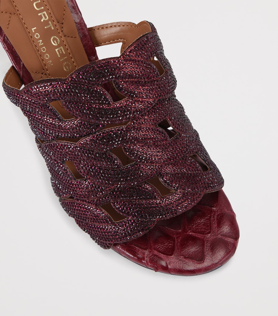 Leather Embellished Chain Heeled Mules 85 WINE Image 3