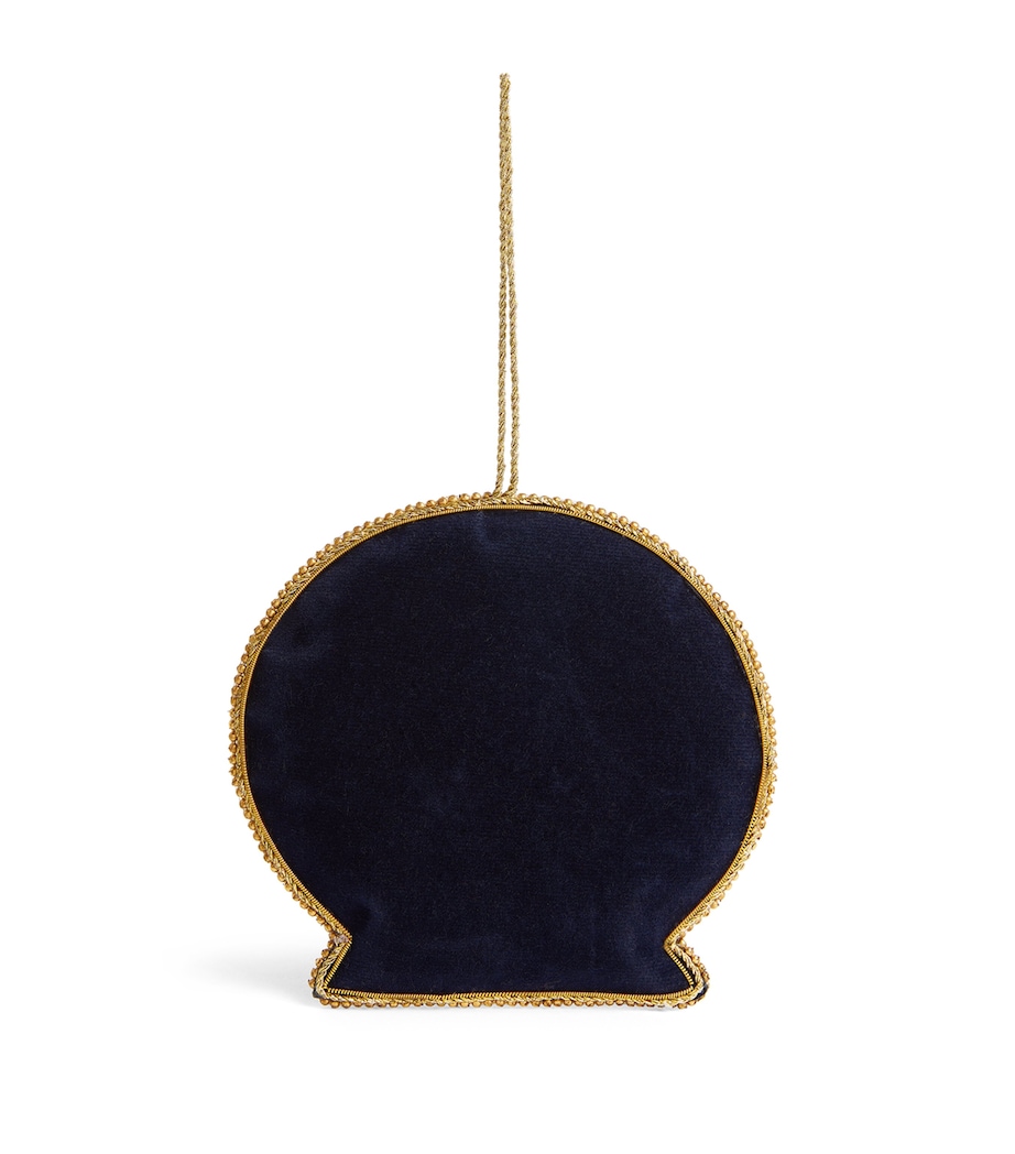 London Snowglobe Christmas Flat Tree Decoration NAVY/GOLD Image 3