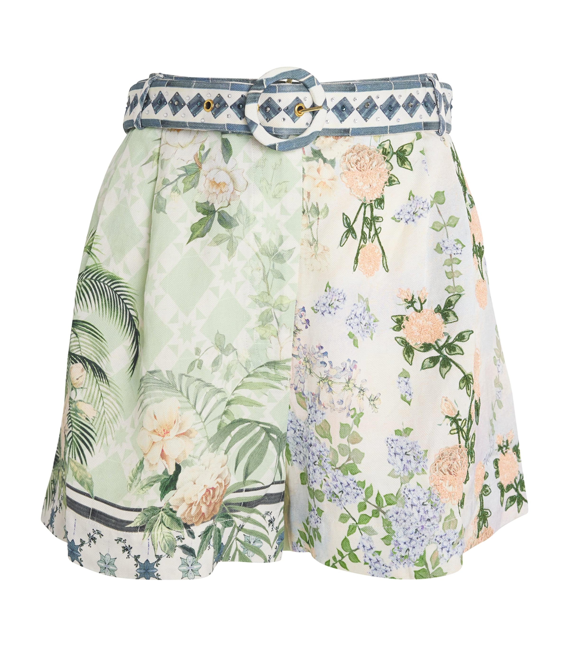 Camilla Tuck Front Belted Shorts In Blue