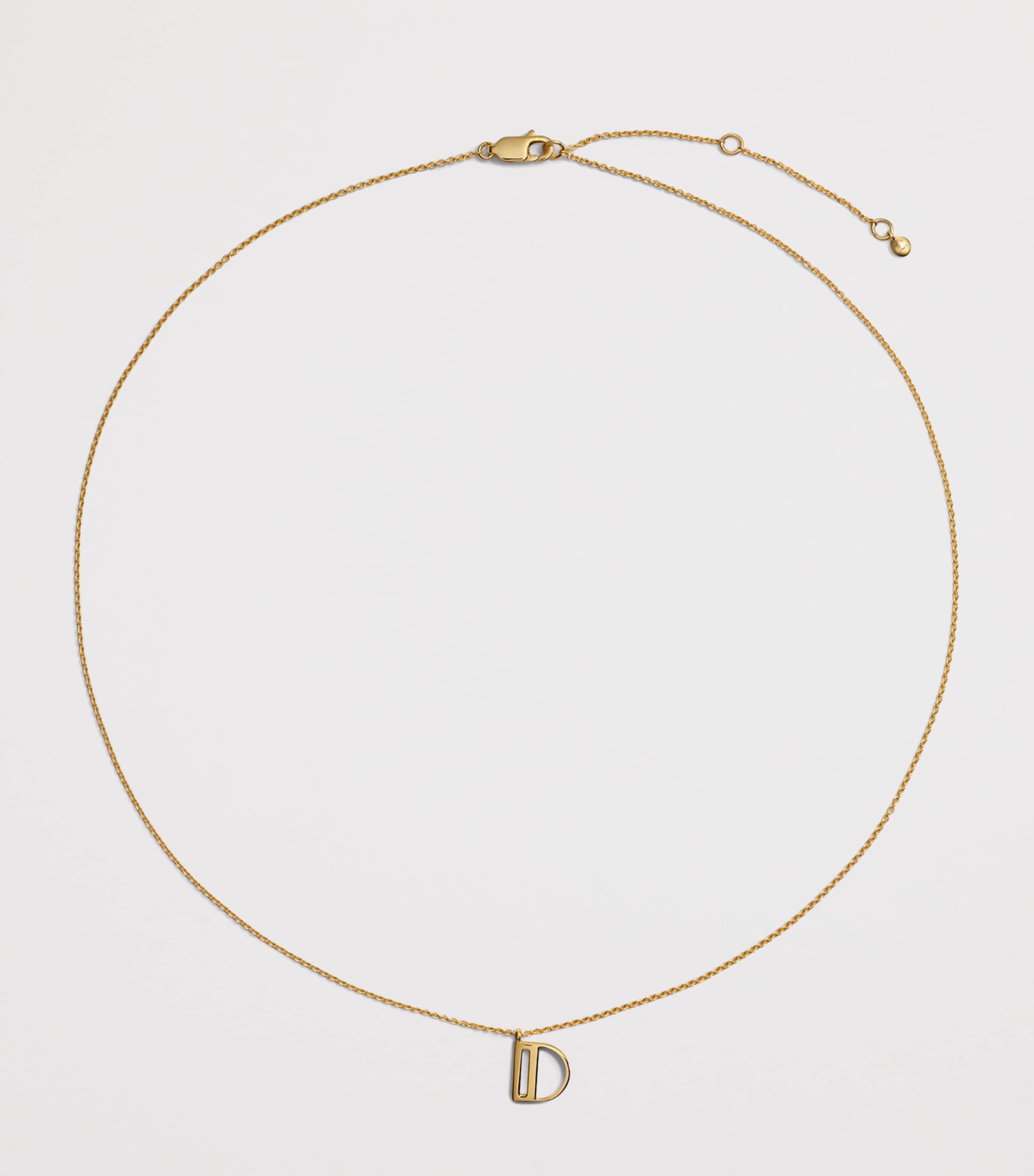 Monica Vinader Gold Vermeil D Initial Necklace | Harrods UK
