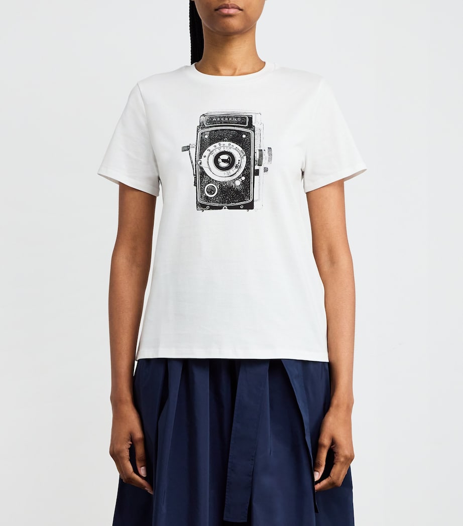 Cotton Camera Print T-Shirt WHITE Image 3
